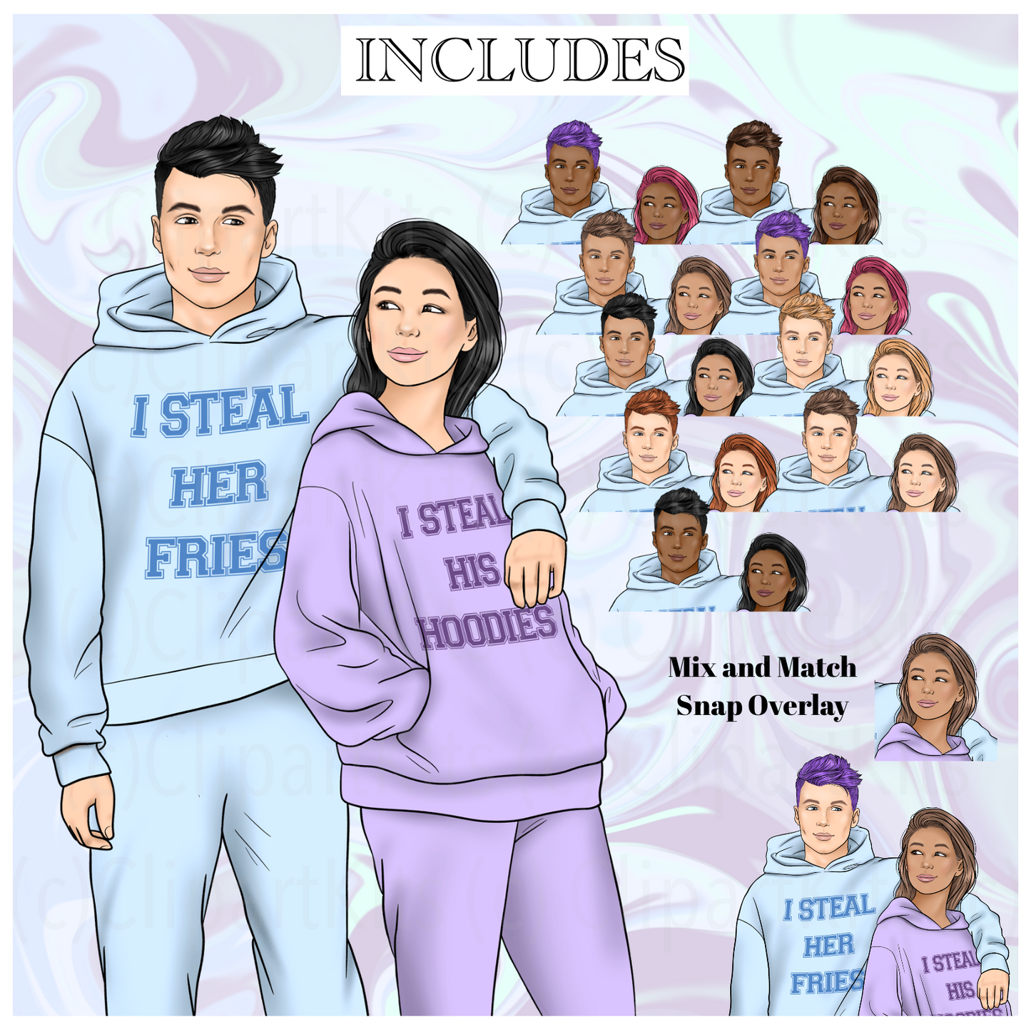 Cozy Valentine BLUE | Complete Clipart Set