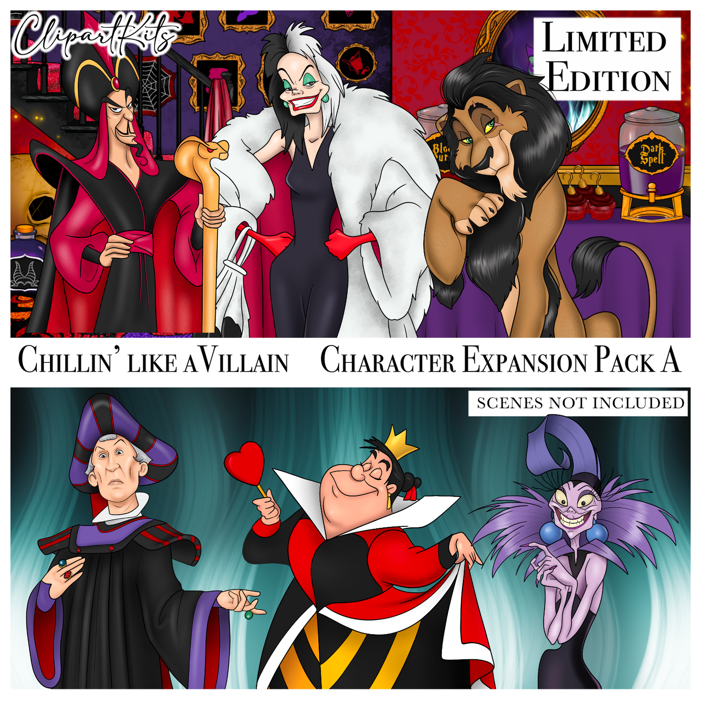 Chillin Like A Villain Character Expansion A - July Limited Edition Art Set EXPANSION | Clipart Set