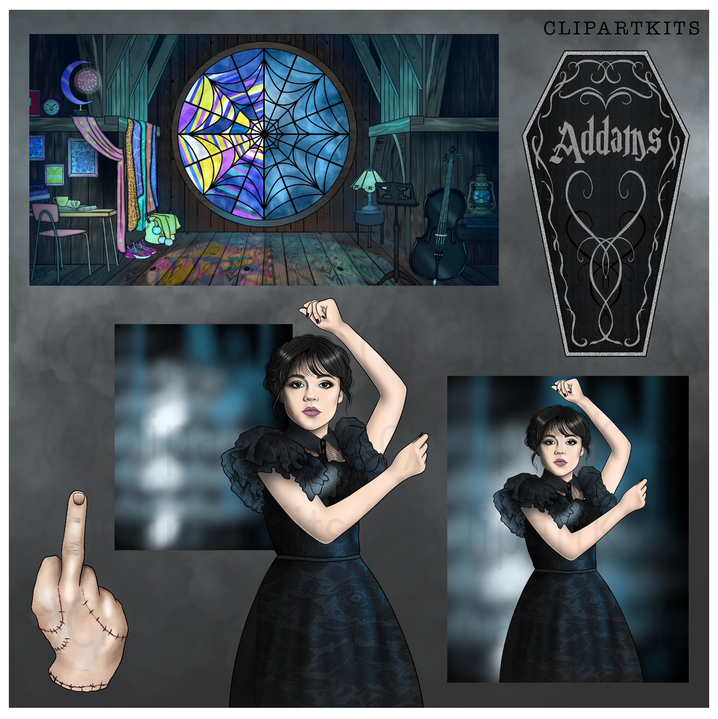 Nevermore Expansion - August Limited Edition Art Set Add-On | Clipart Set