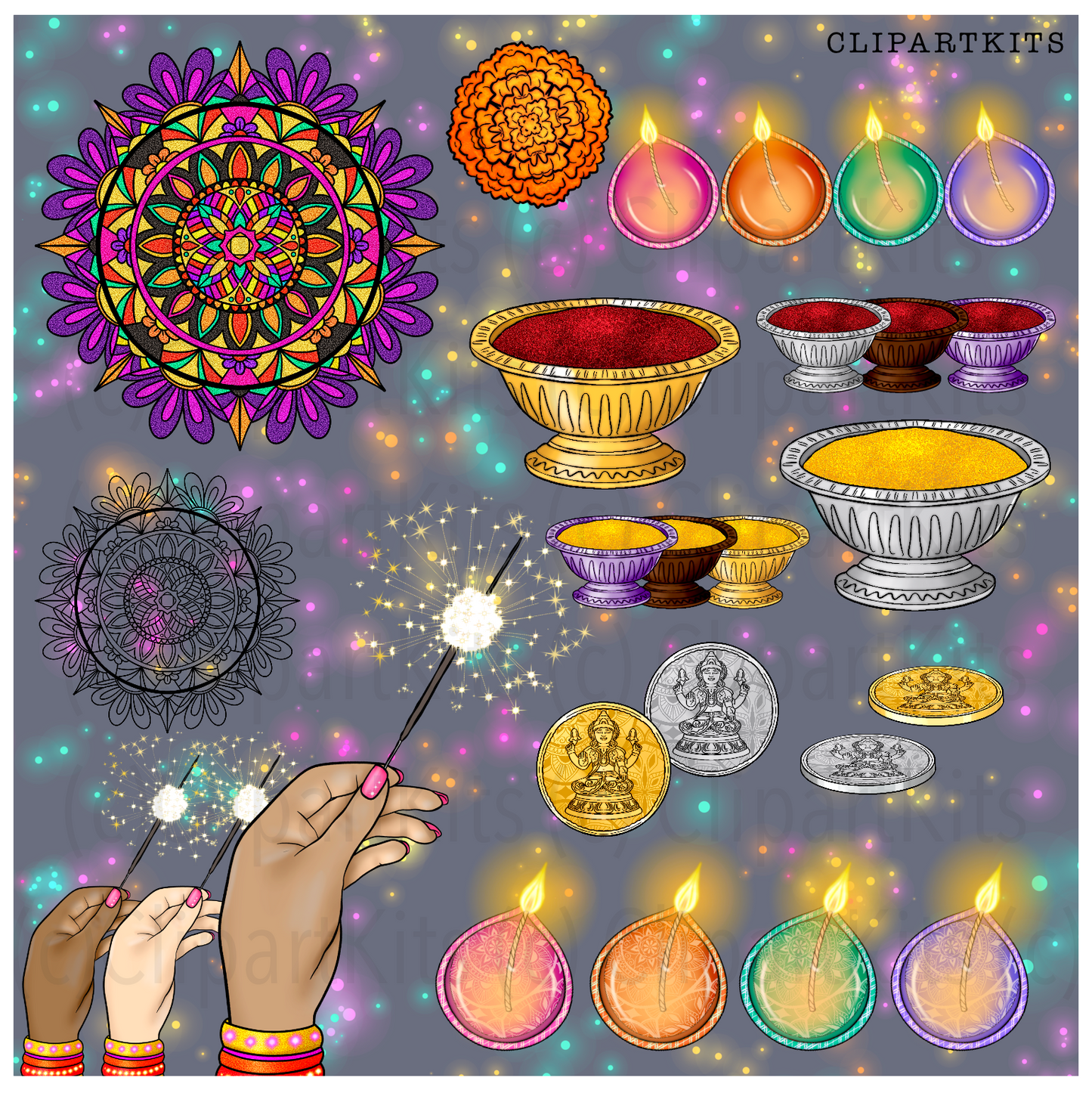 Diwali Dazzle | Complete Clipart Set