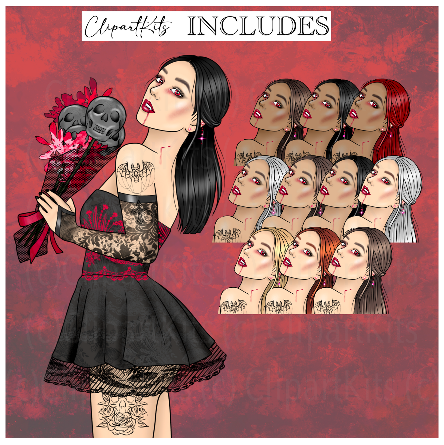 Bloody Halloween | Complete Clipart Set