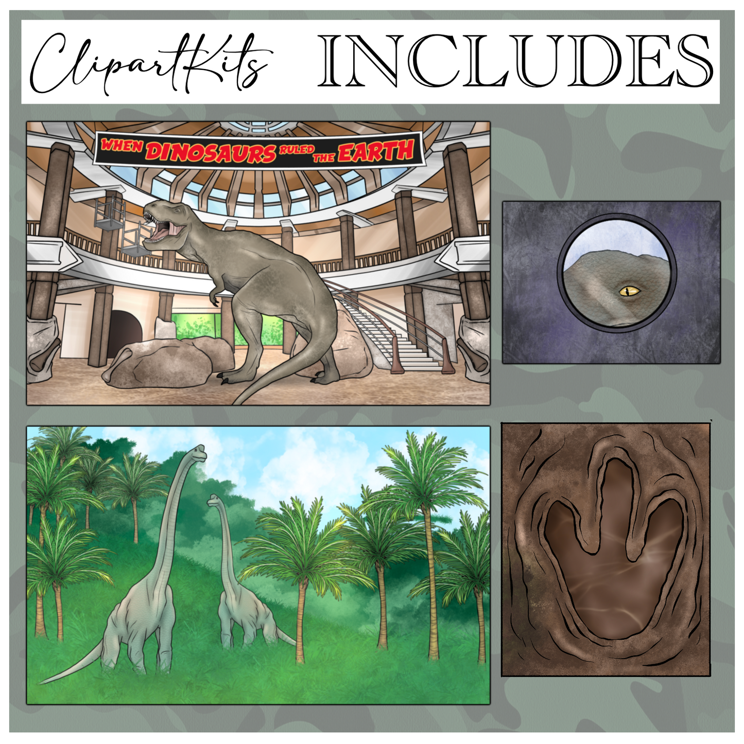 Jurassic Girlie | Complete Clipart Set