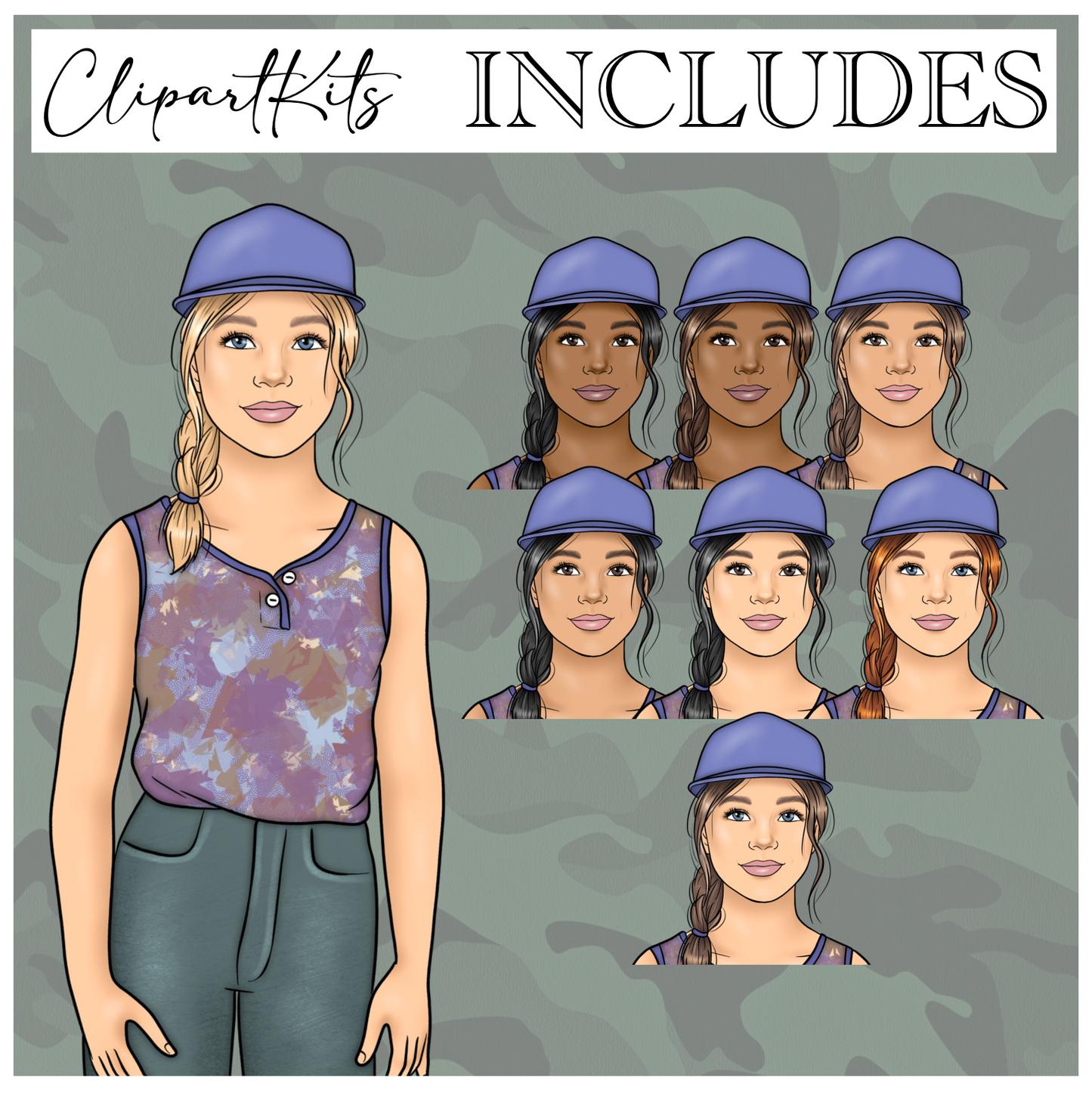 Jurassic Girlie | Complete Clipart Set