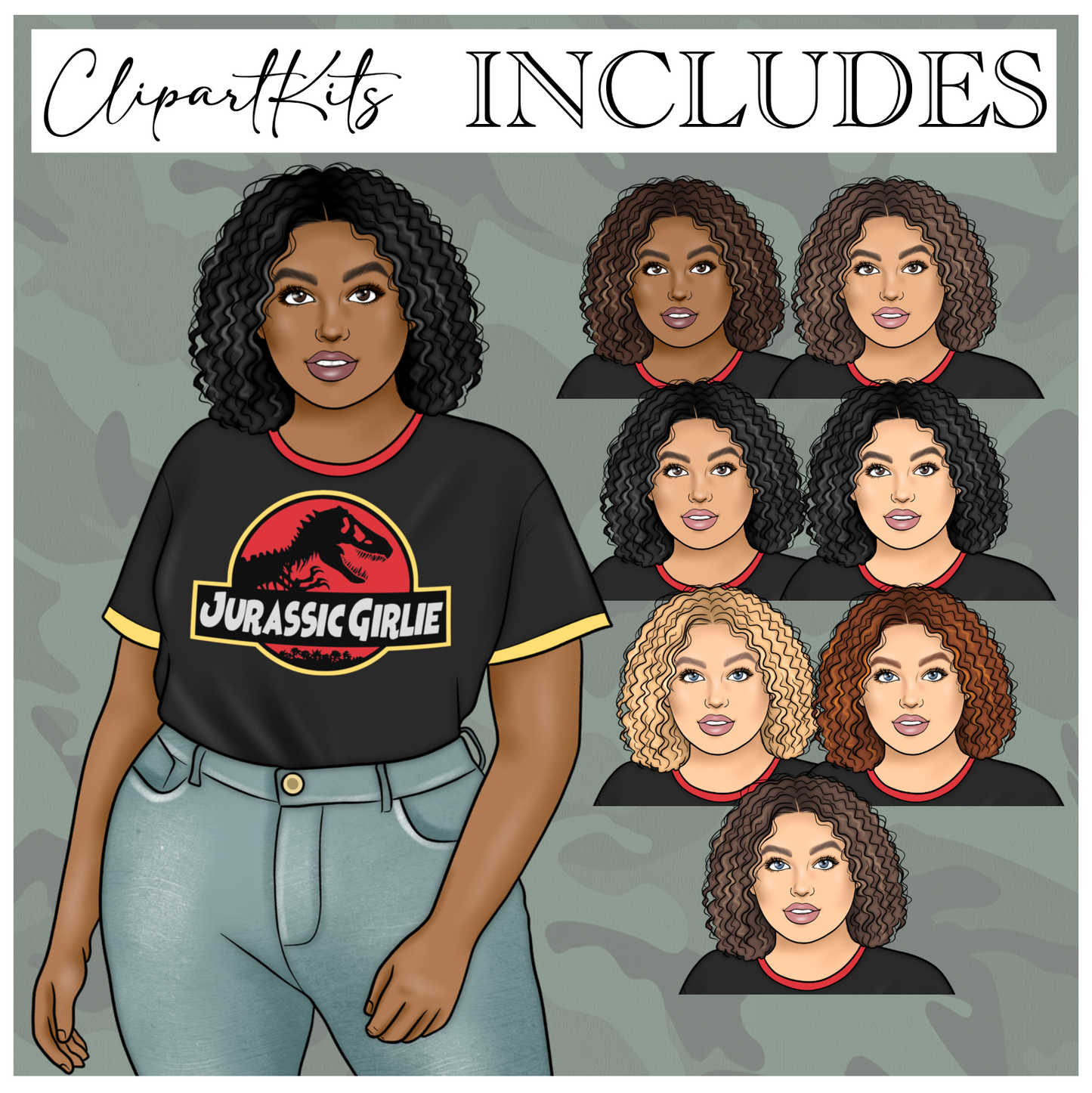 Jurassic Girlie | Complete Clipart Set