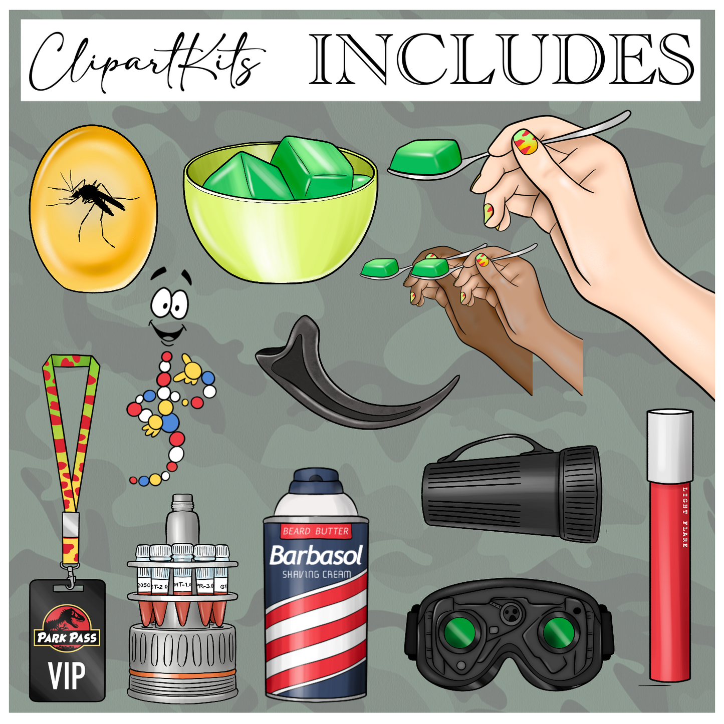 Jurassic Girlie | Complete Clipart Set