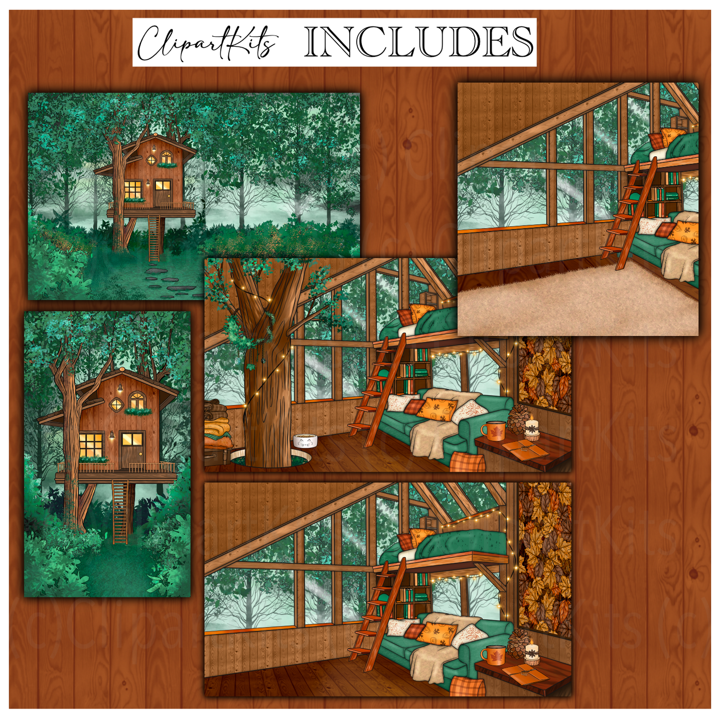 Cosy Treehouse | Complete Clipart Set
