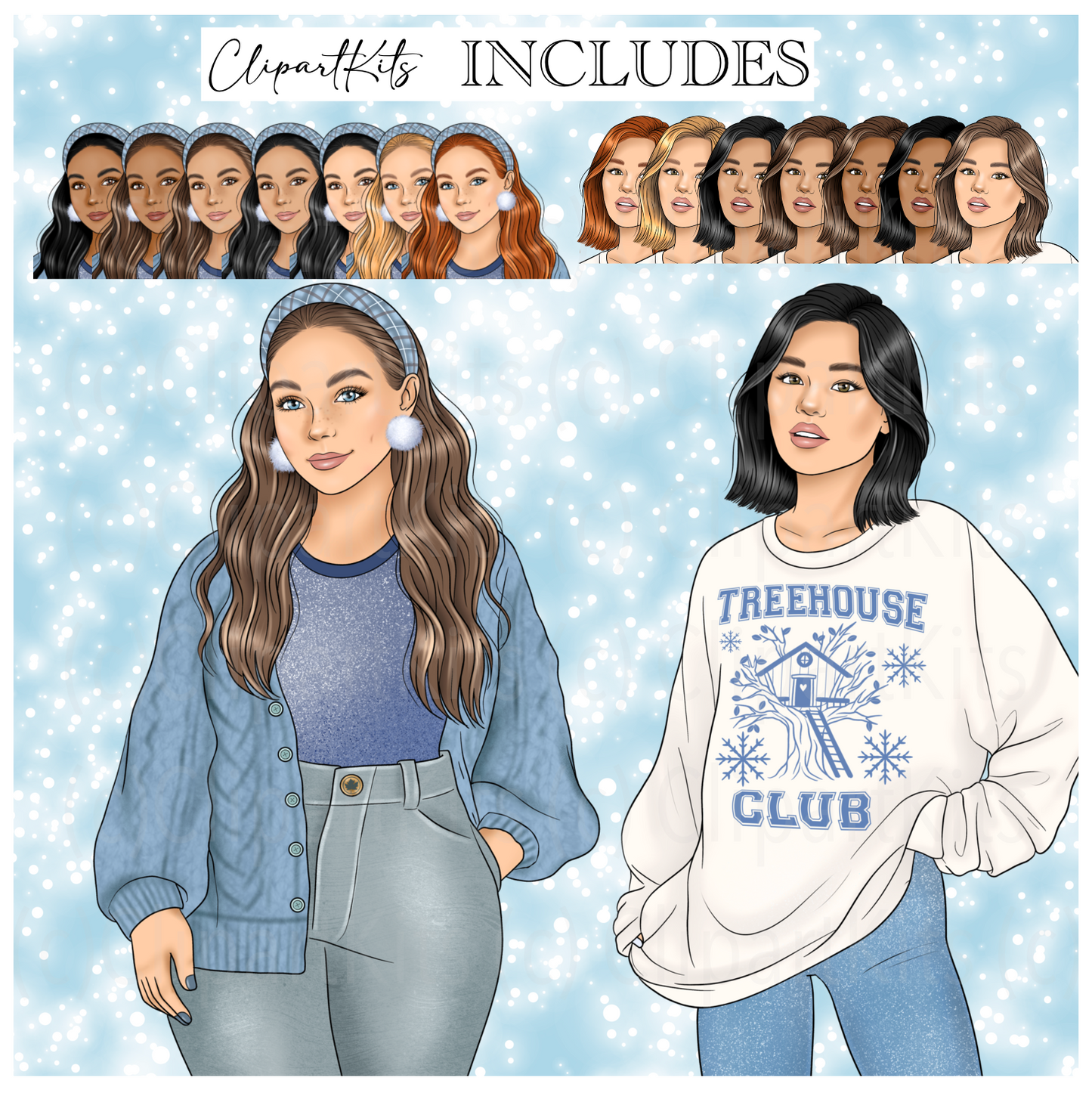 Frosty Treehouse | Complete Clipart Set