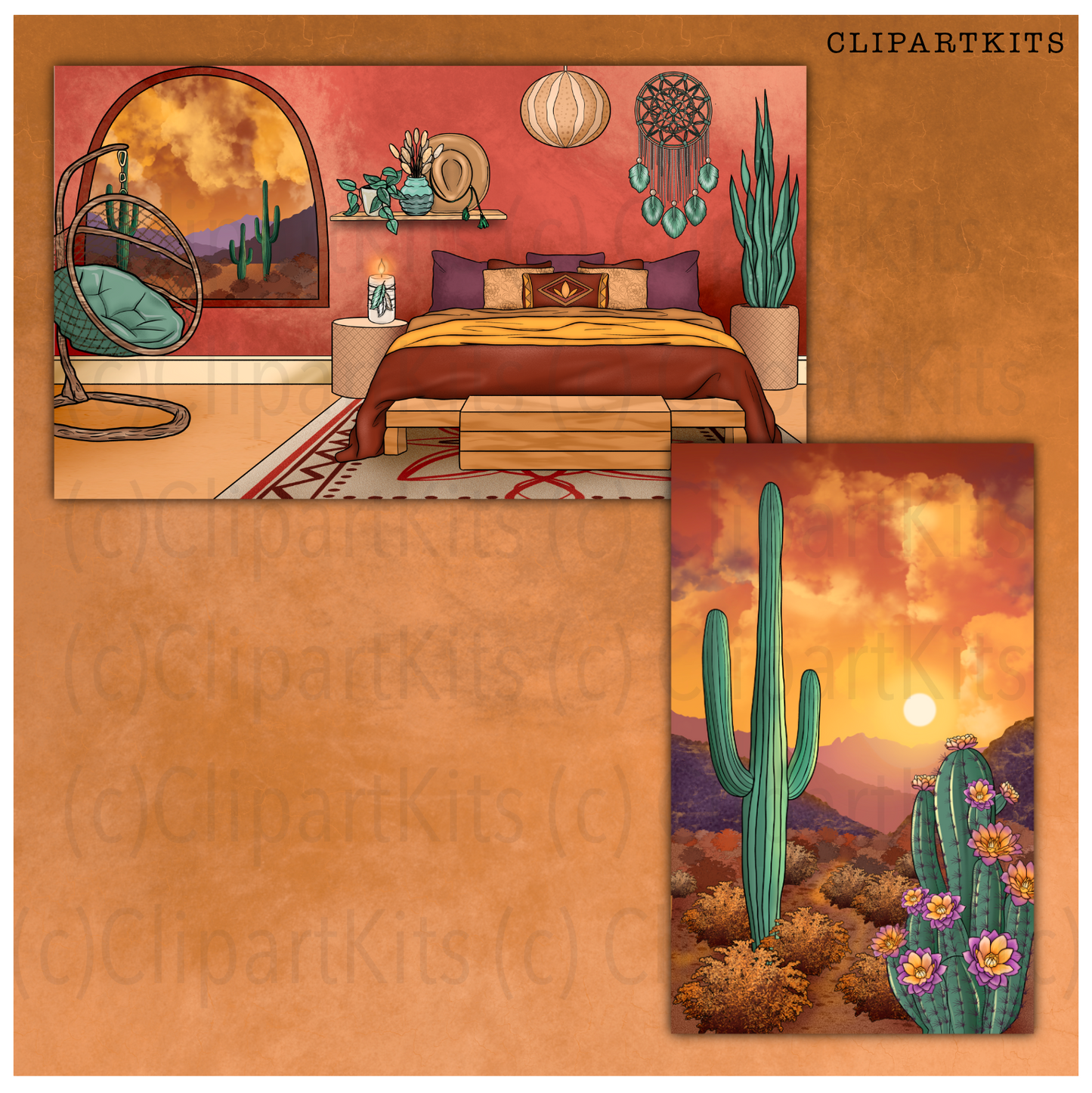 Desert Dreams SCENES | Clipart Set
