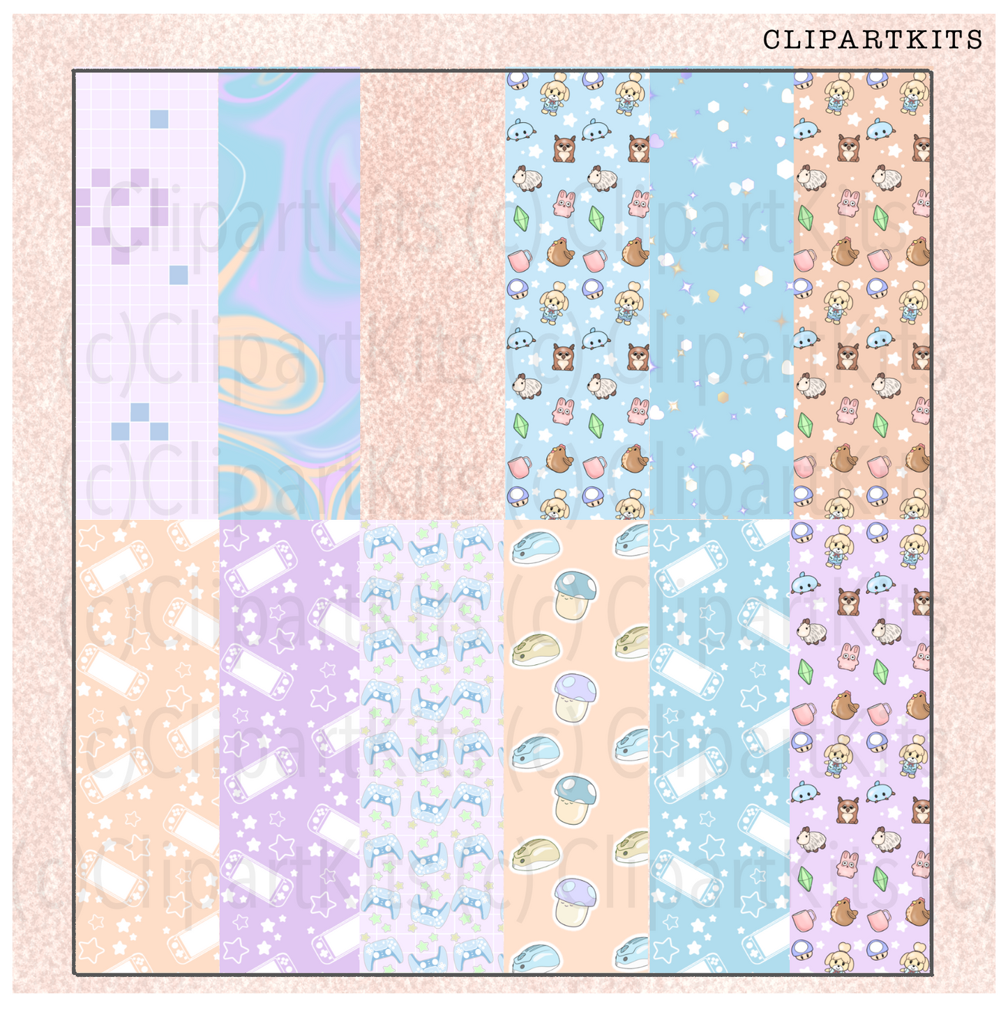 Cozy Gamer BLUE | Complete Clipart Set