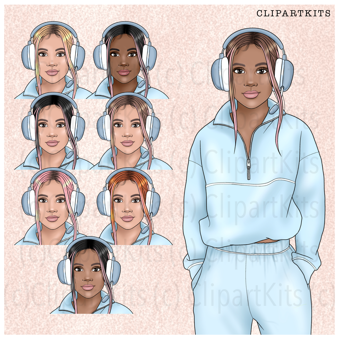 Cozy Gamer BLUE | Complete Clipart Set