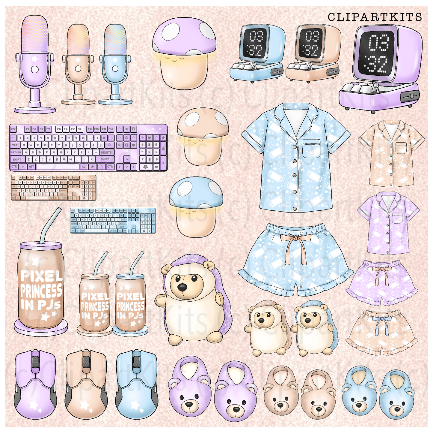 Cozy Gamer BLUE | Complete Clipart Set