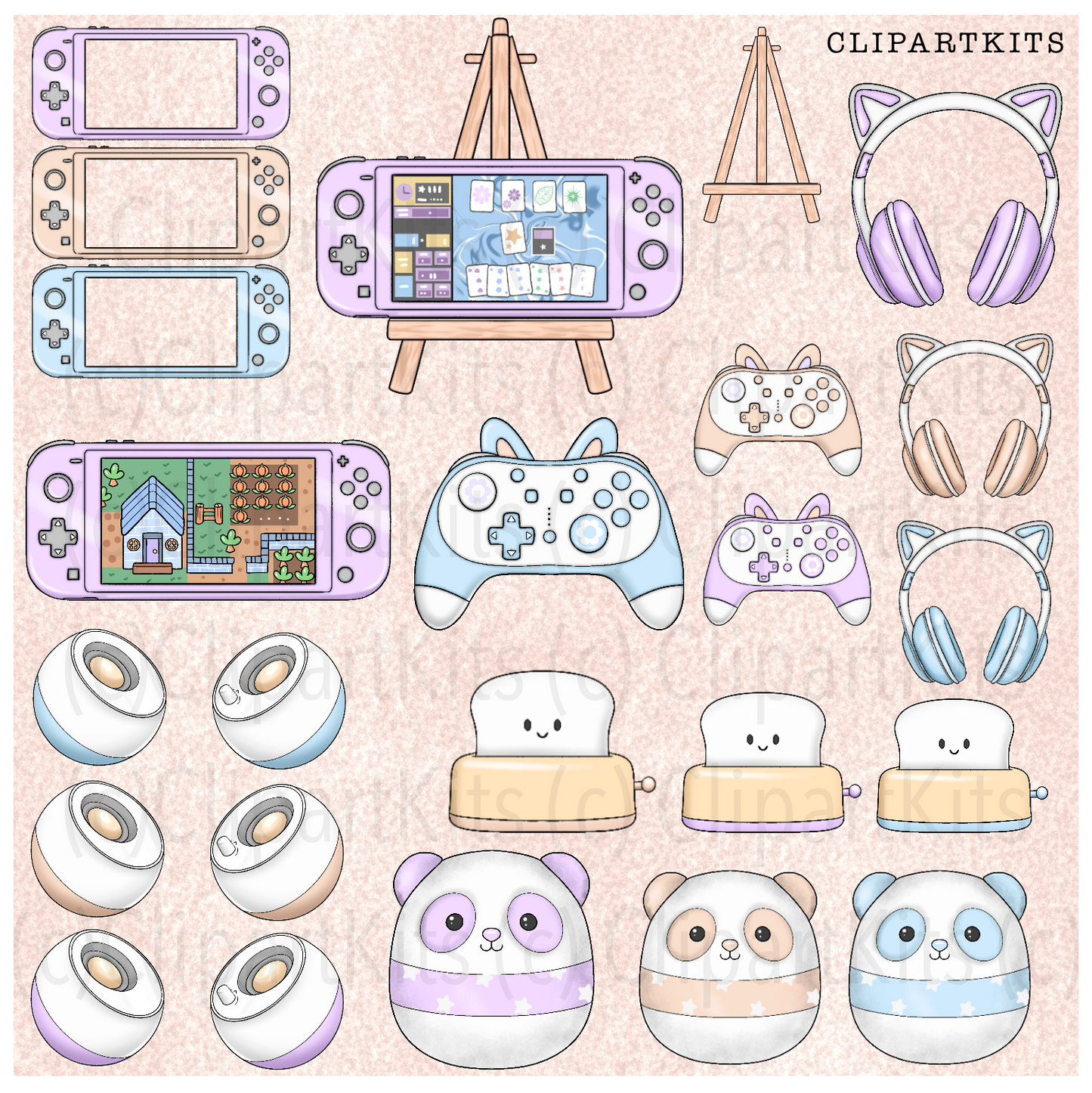 Cozy Gamer BLUE | Complete Clipart Set