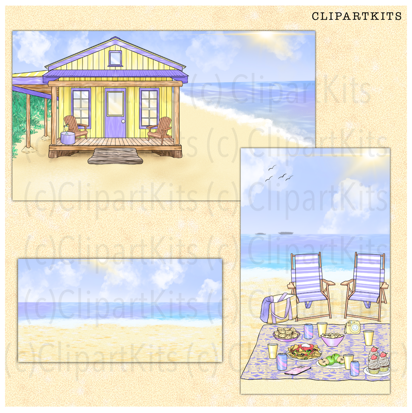 Beach Picnic | Complete Clipart Set