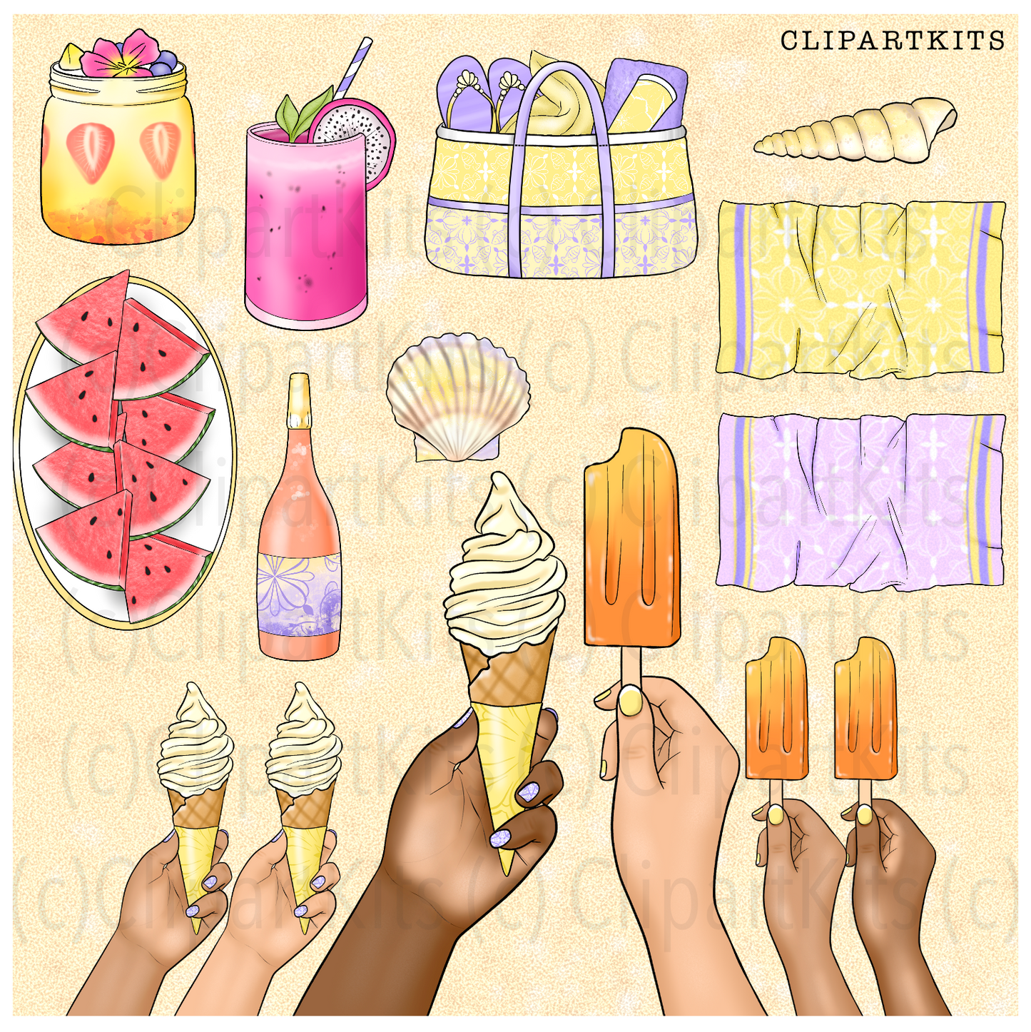 Beach Picnic | Complete Clipart Set