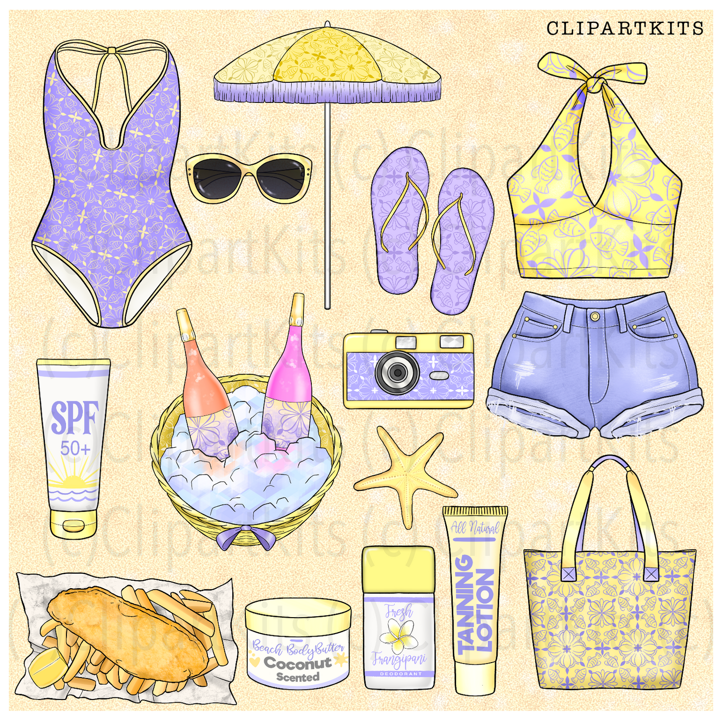 Beach Picnic | Complete Clipart Set