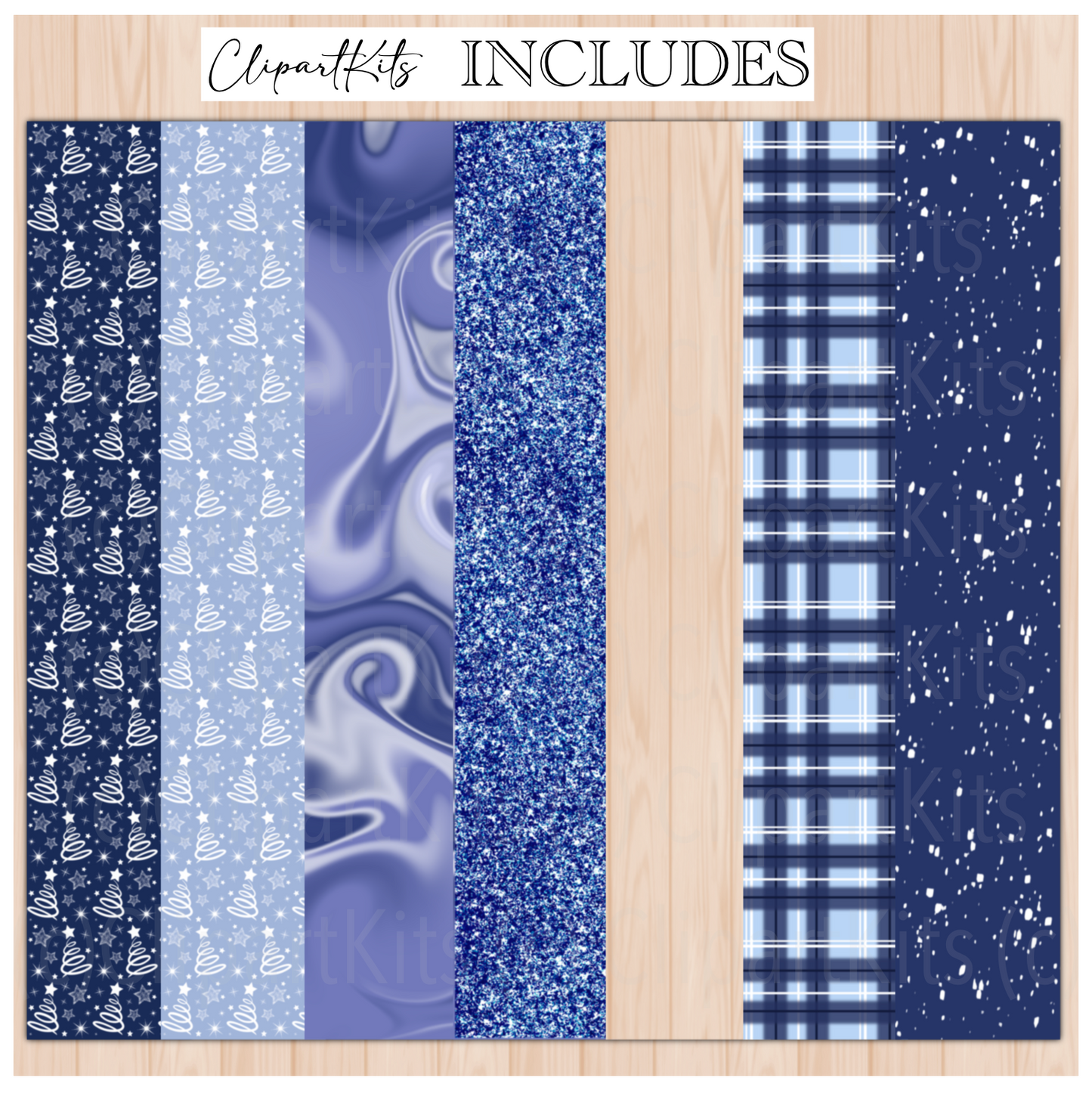 Christmas Morning BLUE | Complete Clipart Set