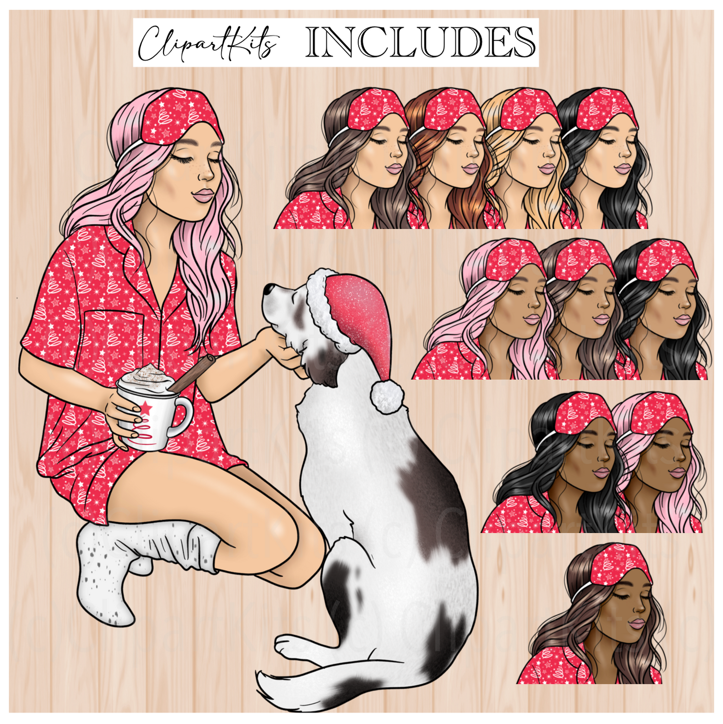 Christmas Morning RED | Complete Clipart Set