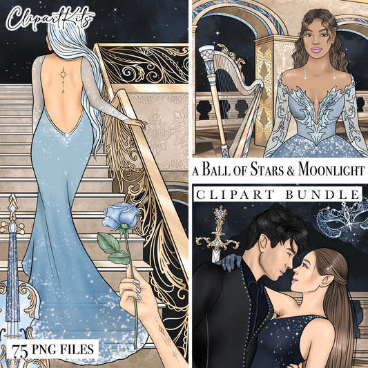 A Ball of Stars and Moonlight | Complete Clipart Set
