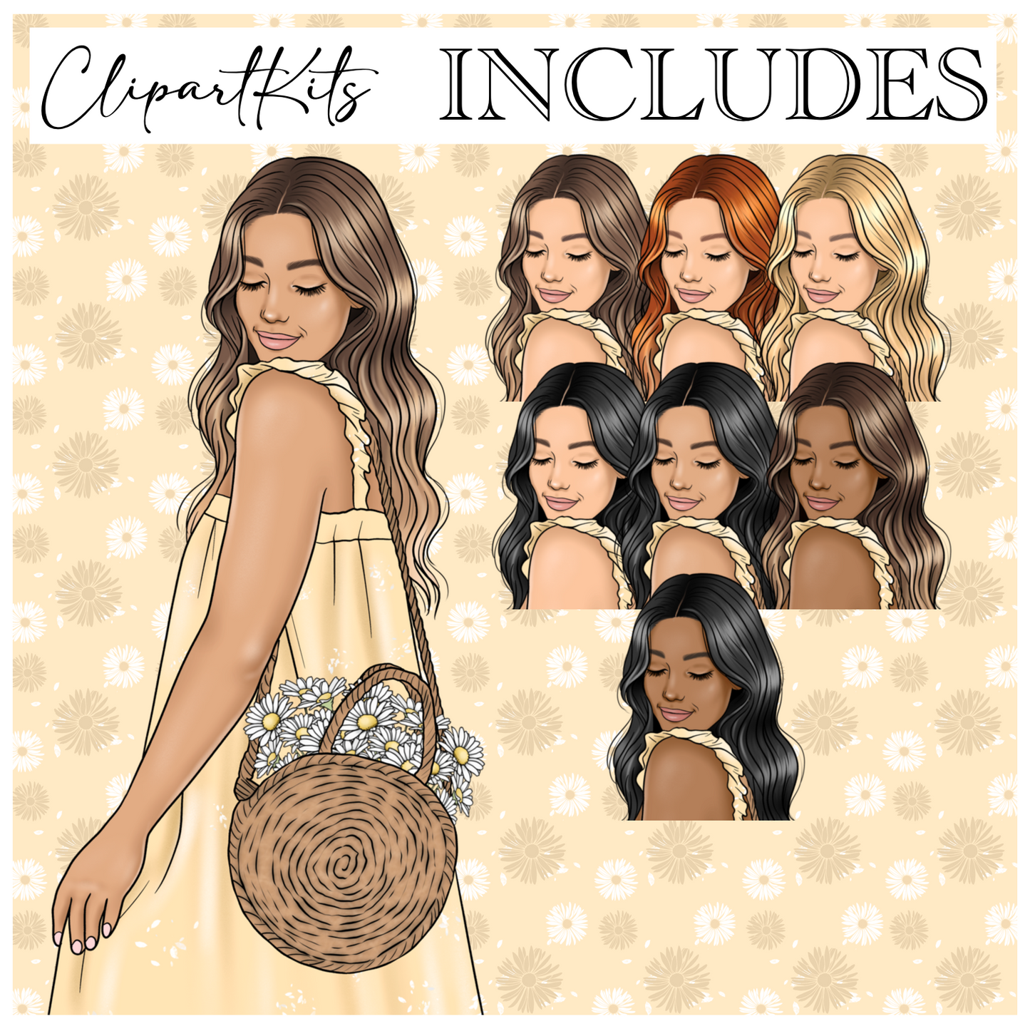 Sunshine Daisy | Complete Clipart Set