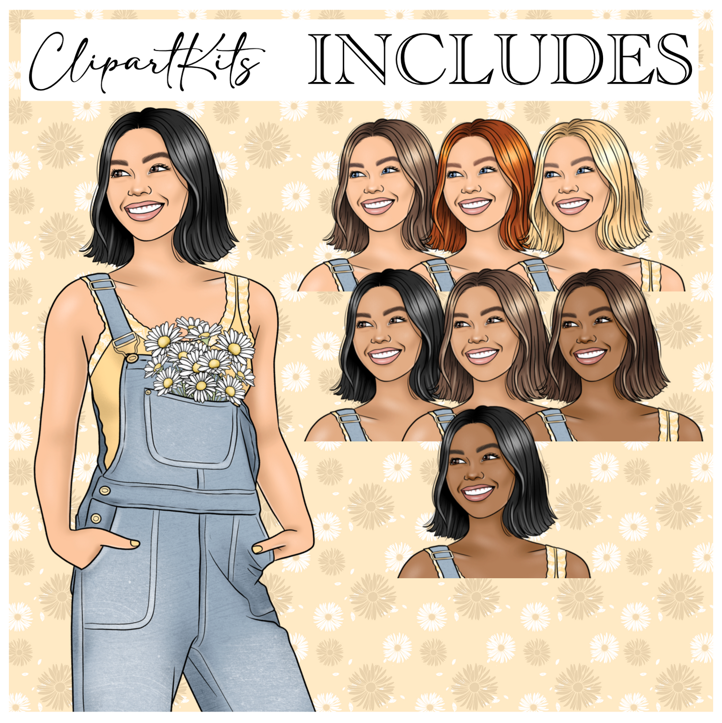 Sunshine Daisy | Complete Clipart Set