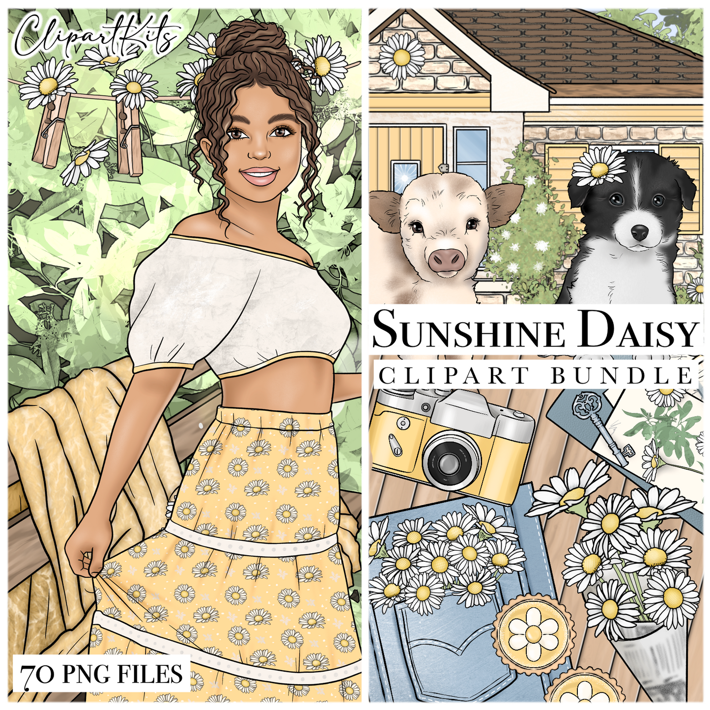 Sunshine Daisy | Complete Clipart Set