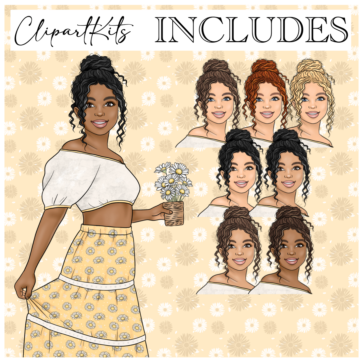 Sunshine Daisy | Complete Clipart Set