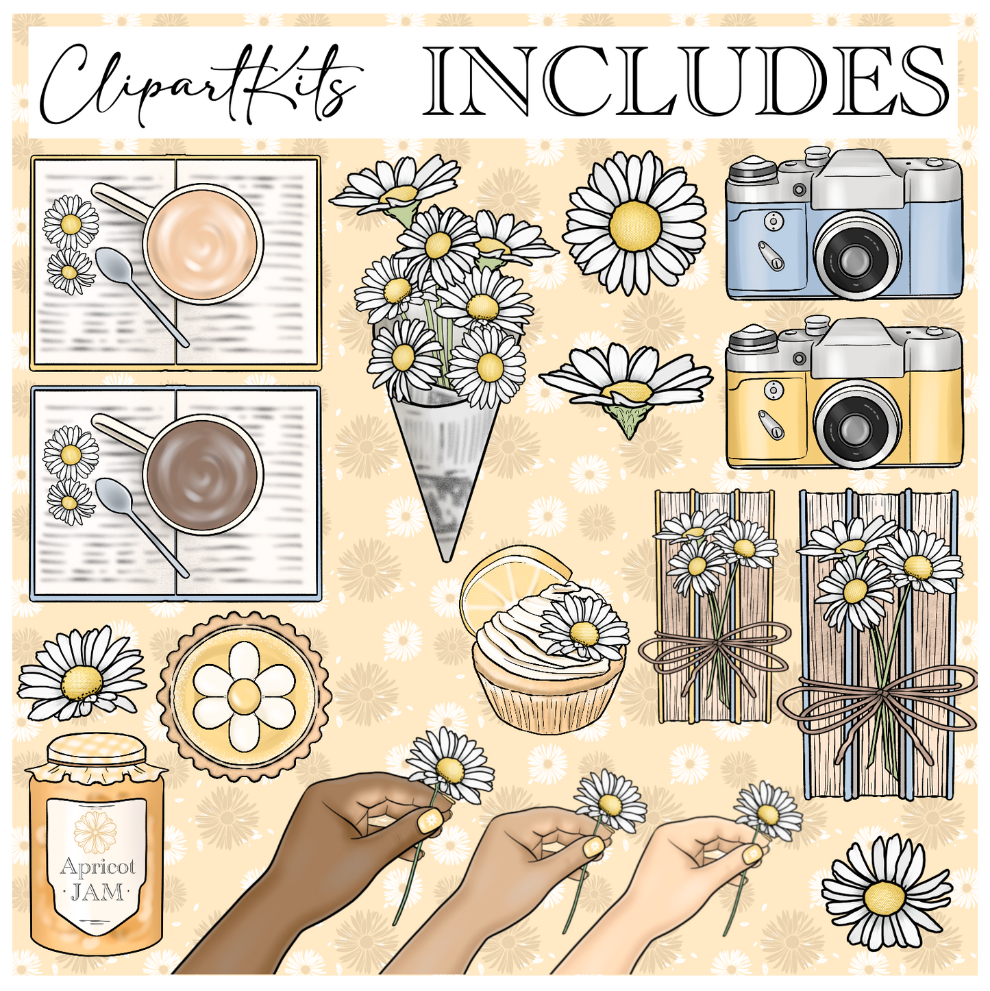 Sunshine Daisy | Complete Clipart Set