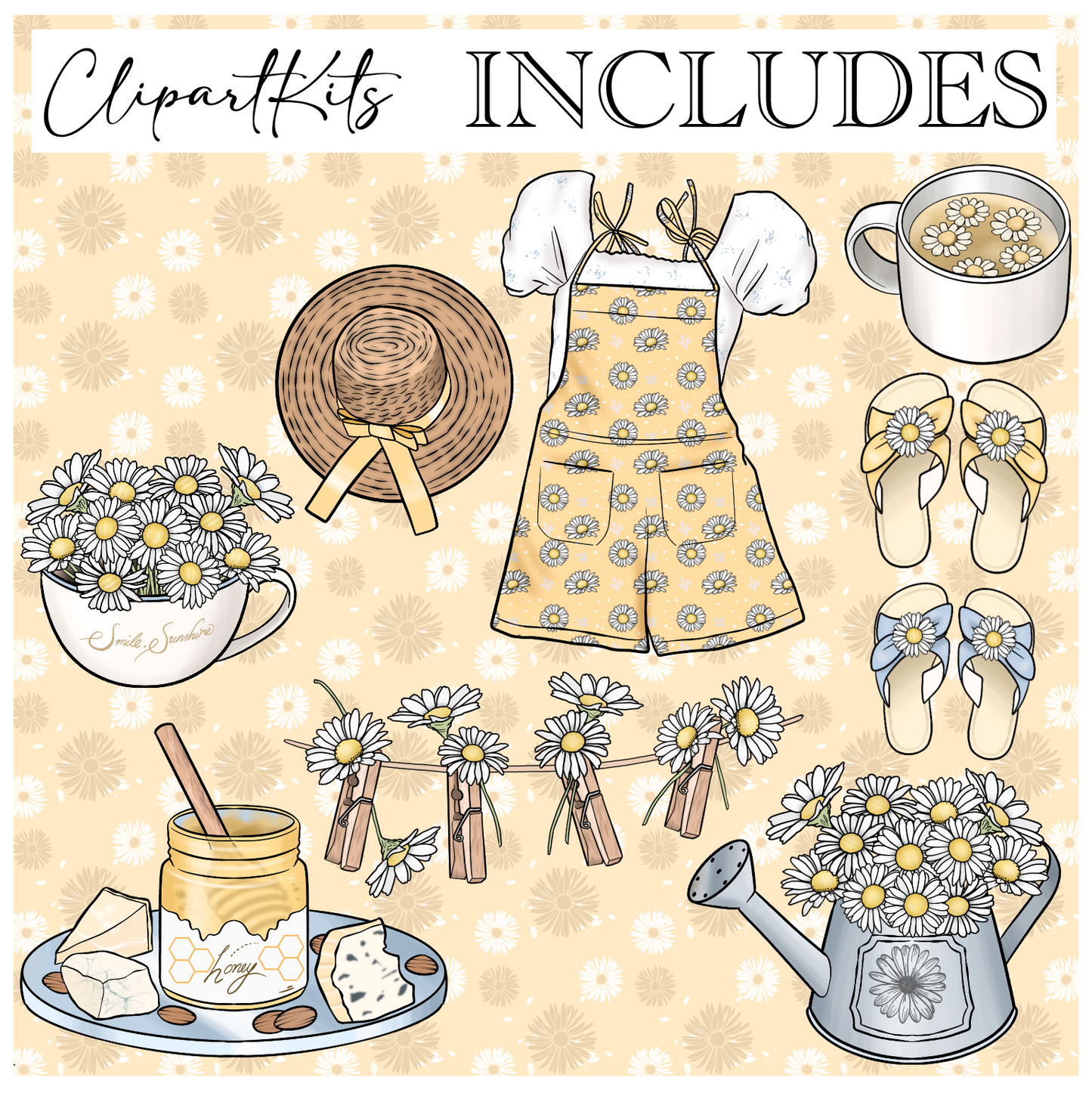 Sunshine Daisy | Complete Clipart Set