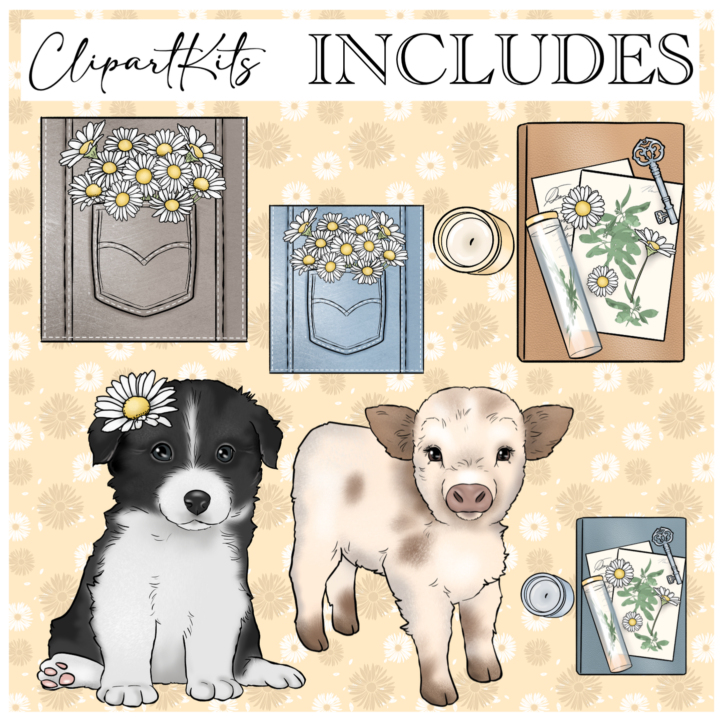 Sunshine Daisy | Complete Clipart Set