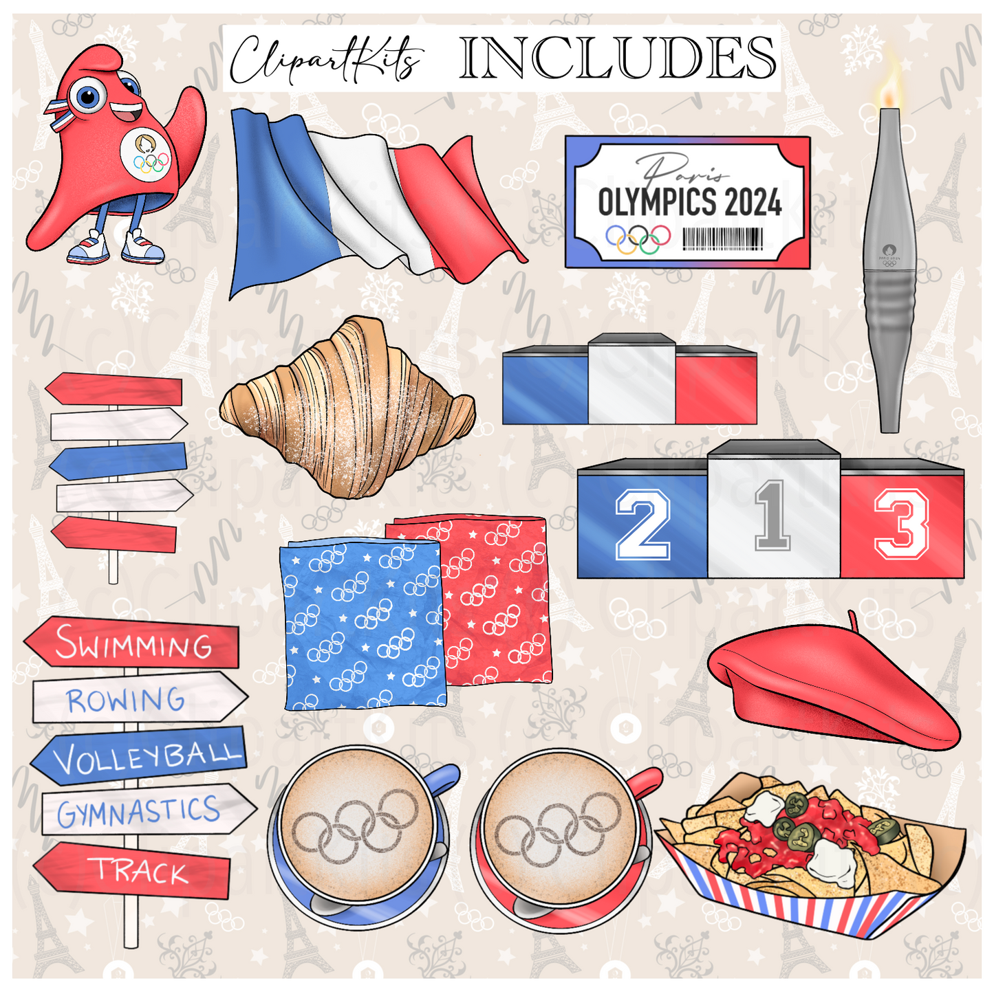 Paris Olympics 2024 | Complete Clipart Set