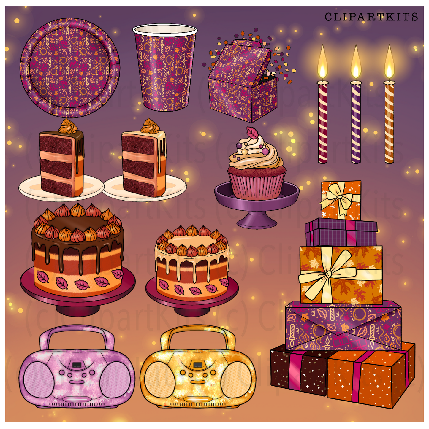 Fall Birthday | Complete Clipart Set