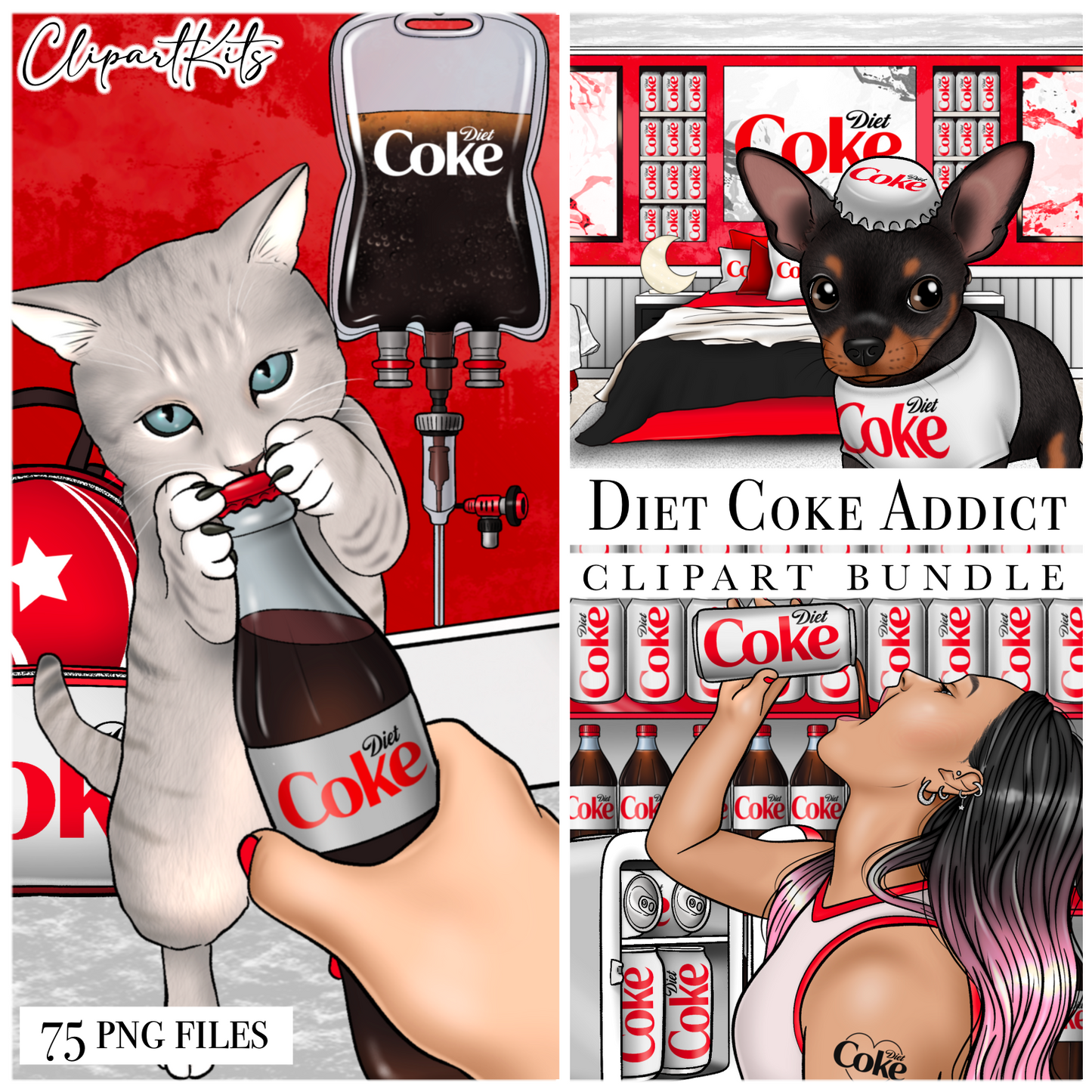 Diet Coke Addict | Complete Clipart Set