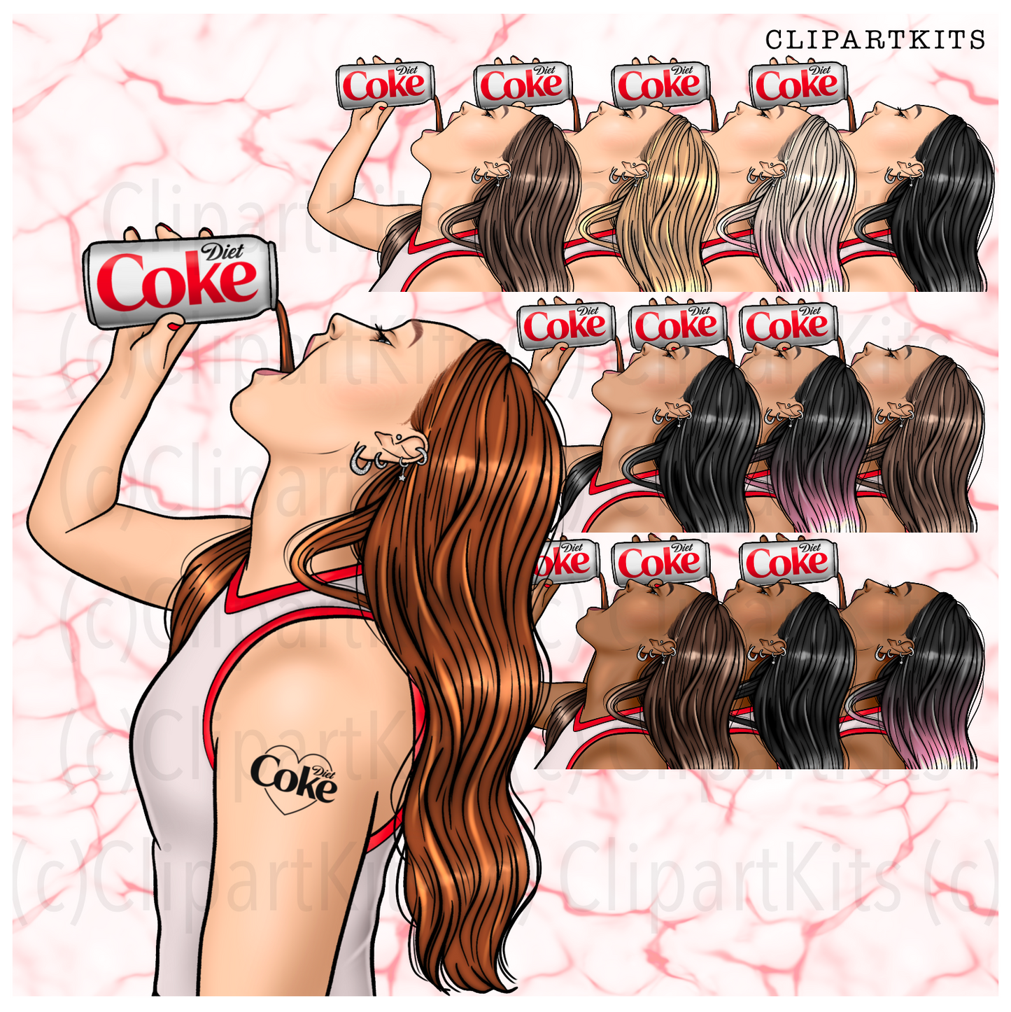Diet Coke Addict | Complete Clipart Set