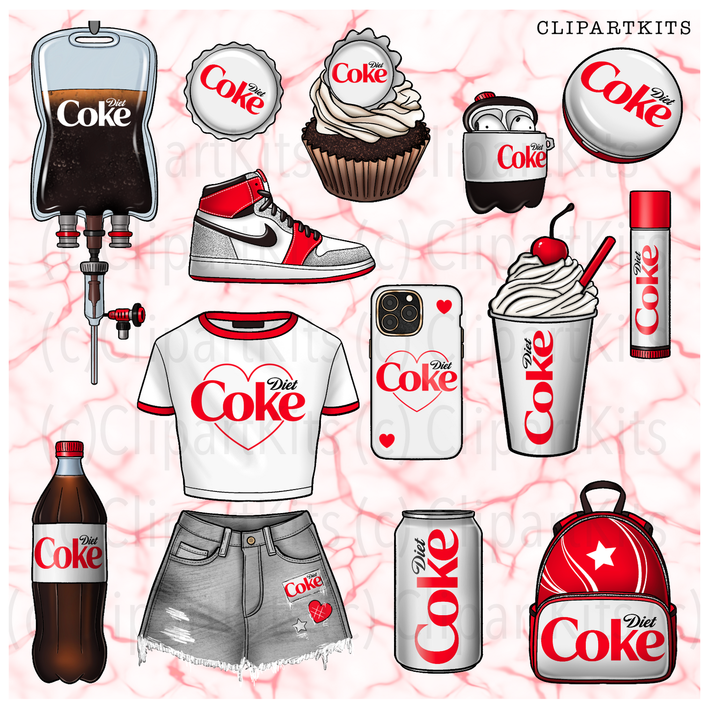 Diet Coke Addict | Complete Clipart Set