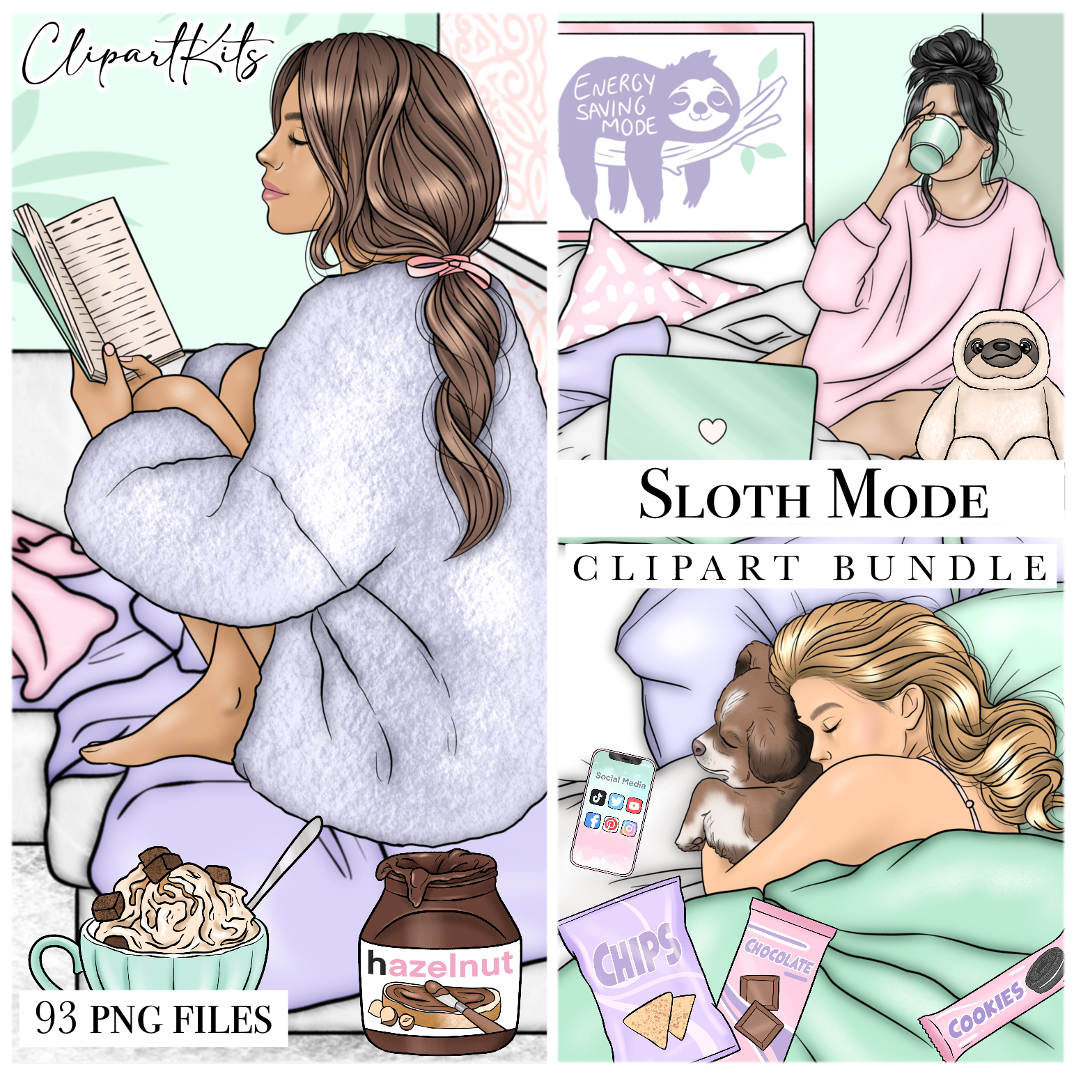 Sloth Mode Poster Sloth Mode | Complete Clipart Set – ClipartKits