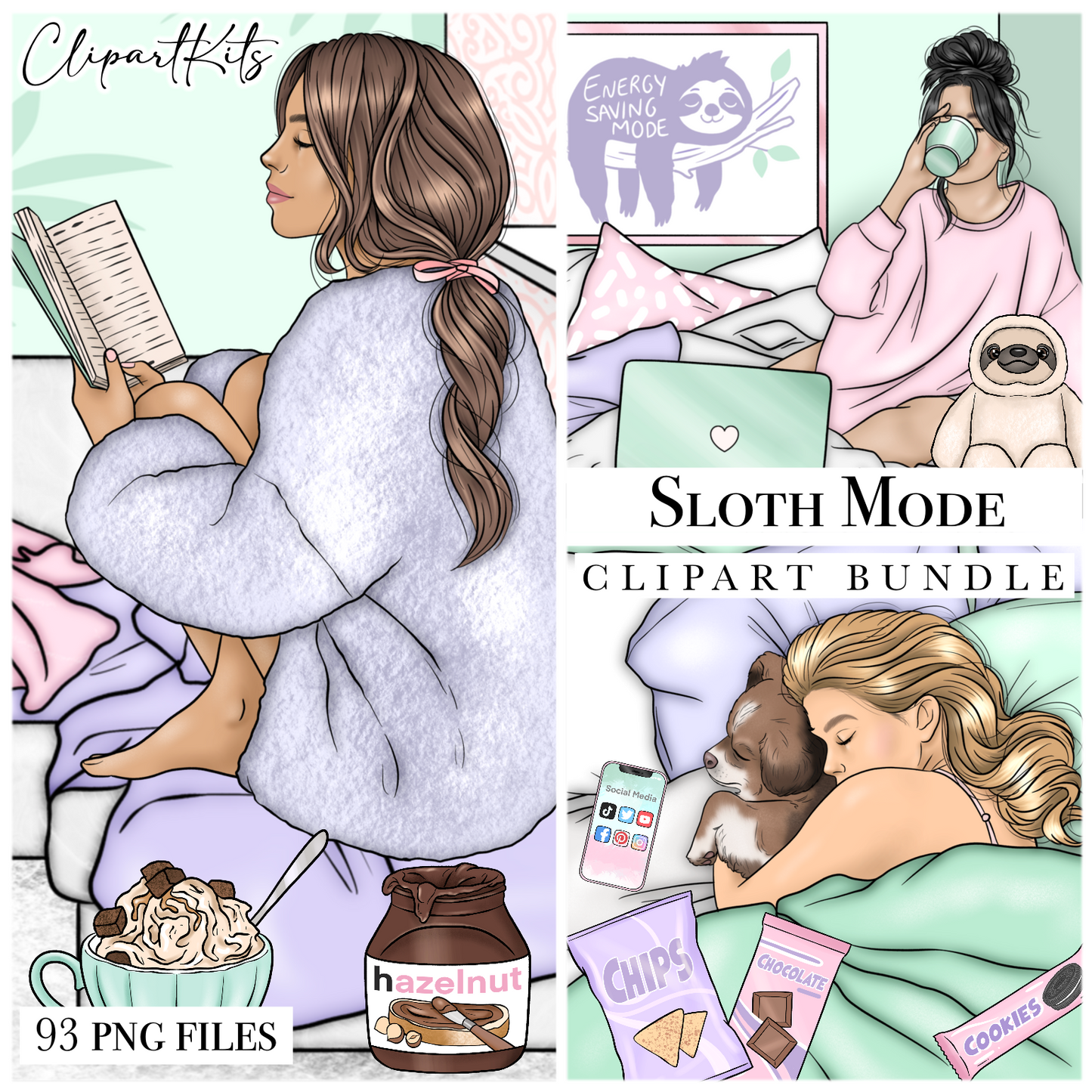 Sloth Mode | Complete Clipart Set