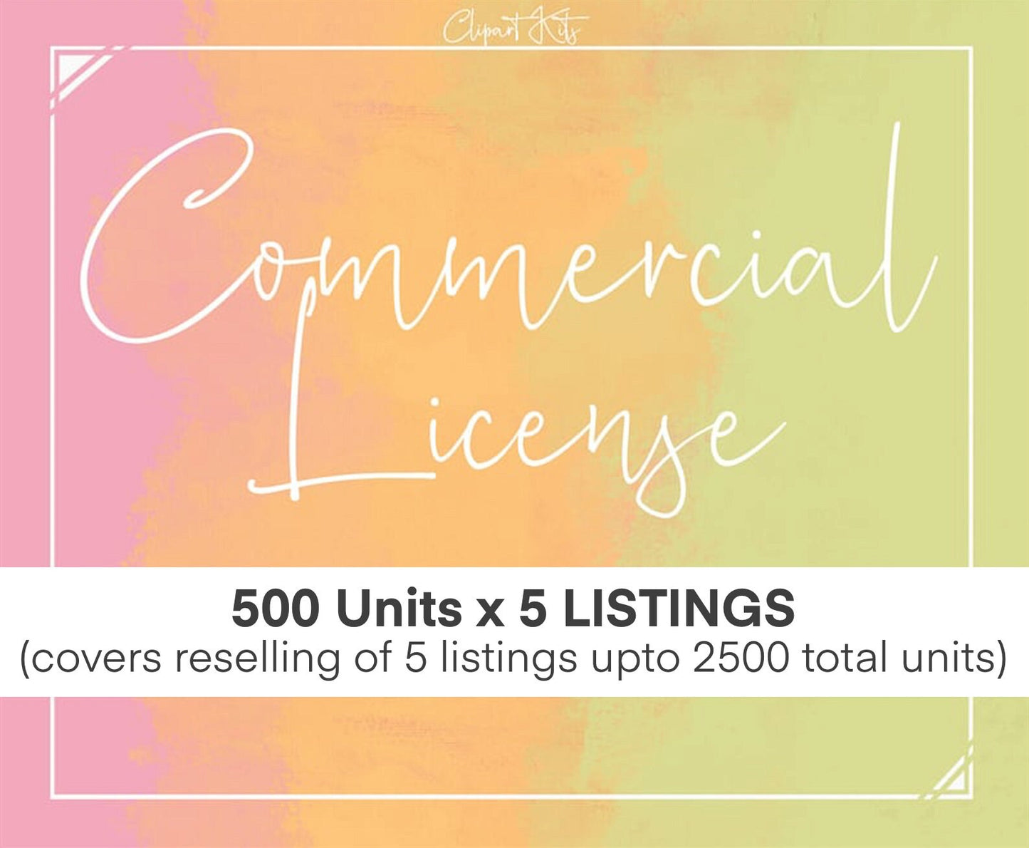 Upto 500 Unit Sales x 5 (total 2500 sales) Commercial License for Clipart