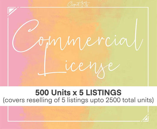 Upto 500 Unit Sales x 5 (total 2500 sales) Commercial License for Clipart