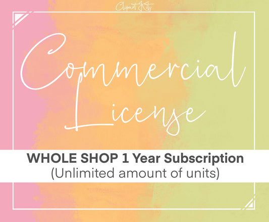 1 Year Subscription to Whole Shop Unlimited Commercial License for Clipart (Renewable after 1 Year)