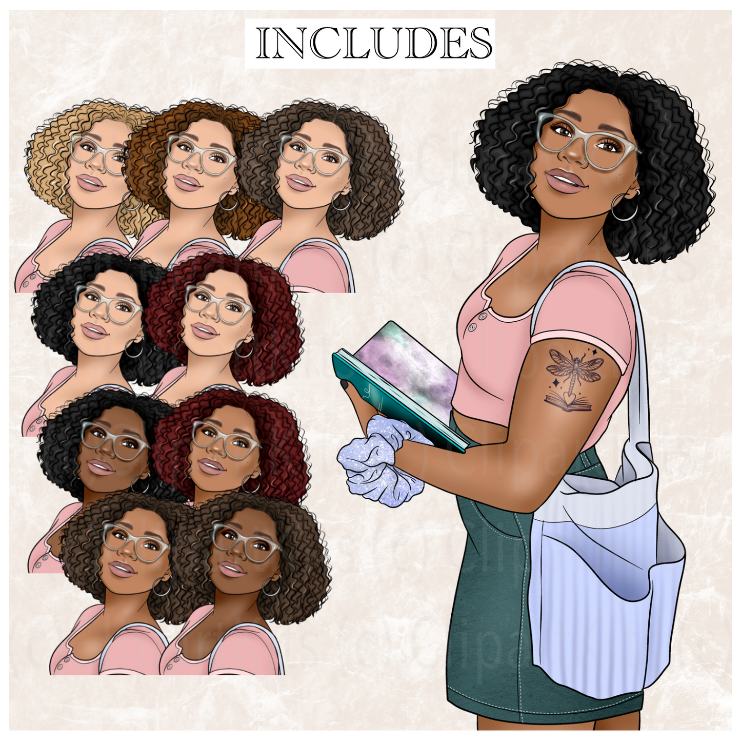 Romance Reader| Complete Clipart Set