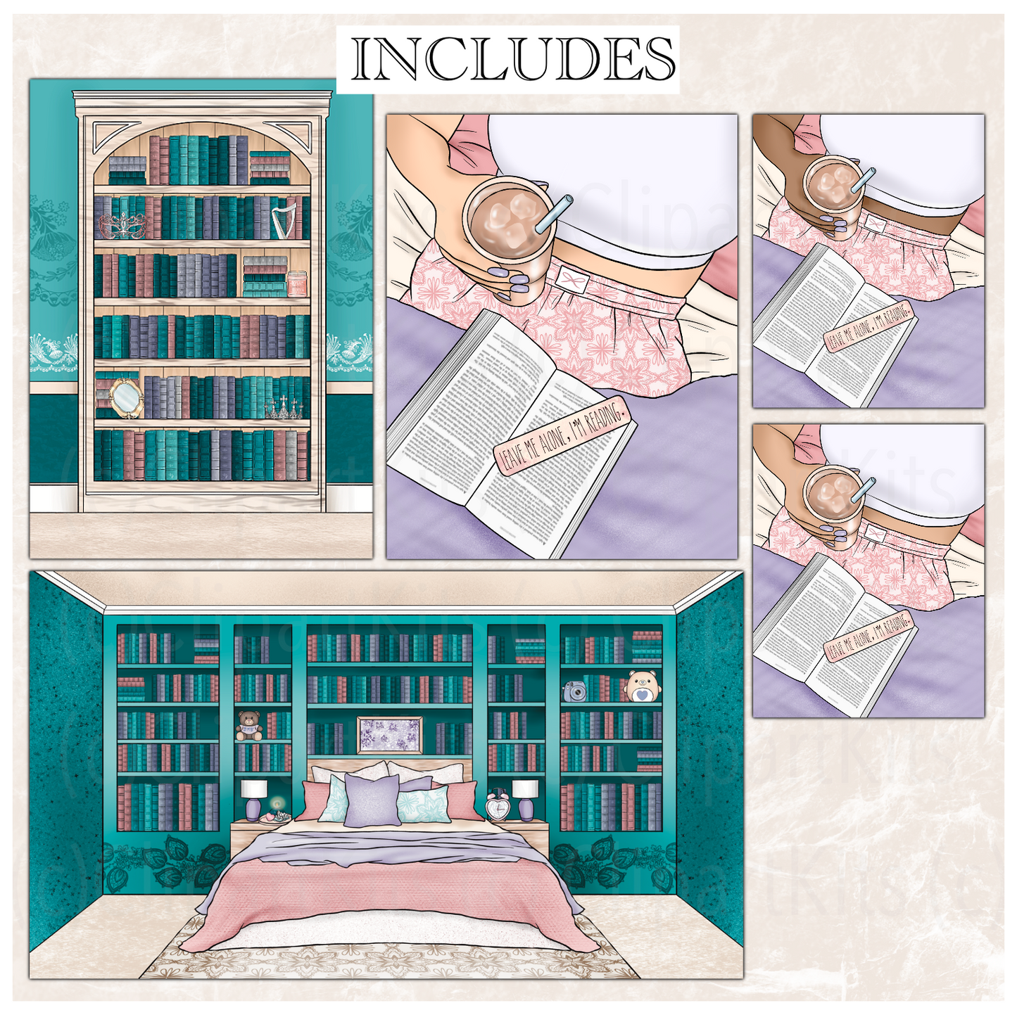 Romance Reader| Complete Clipart Set