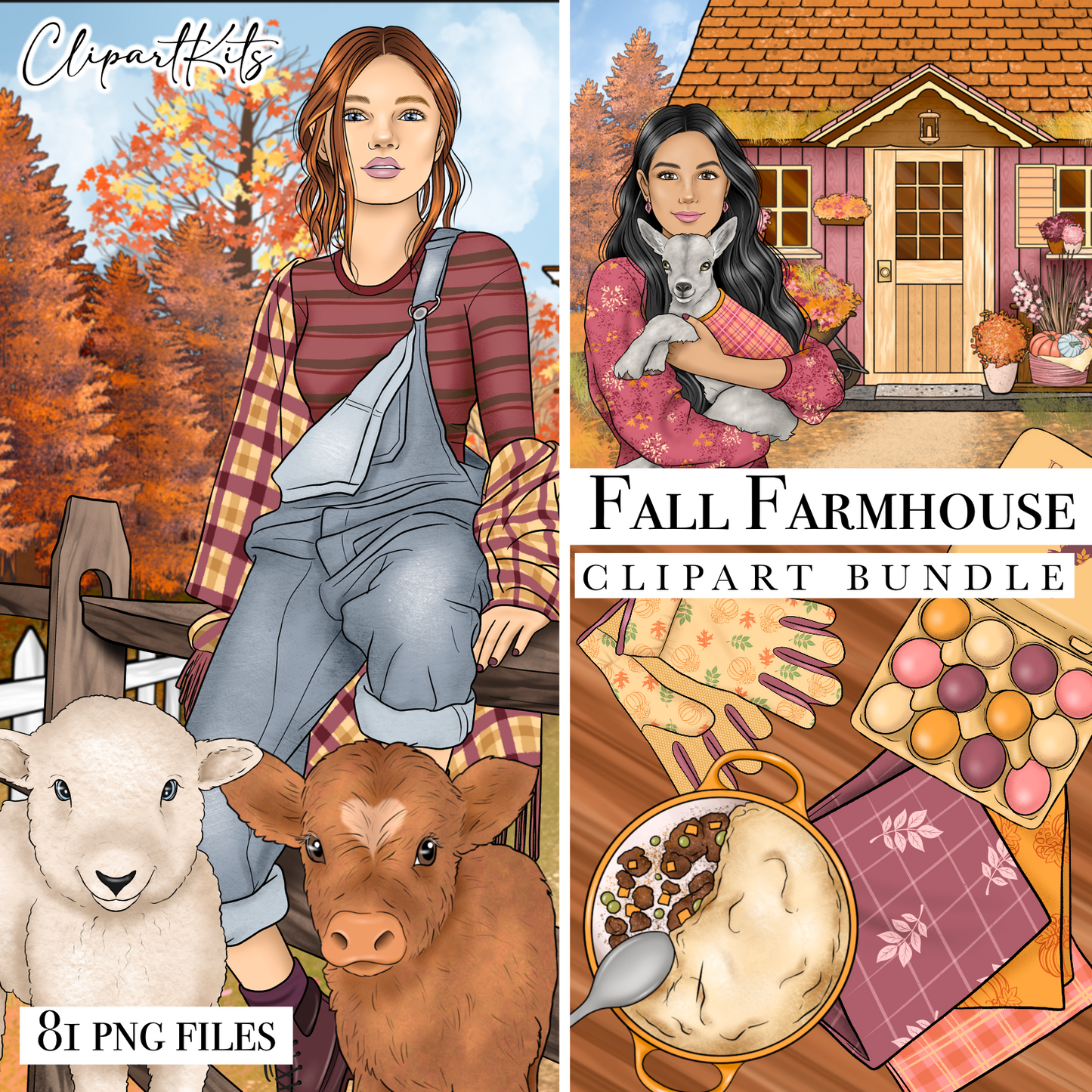 Fall Farmhouse | Complete Clipart Set