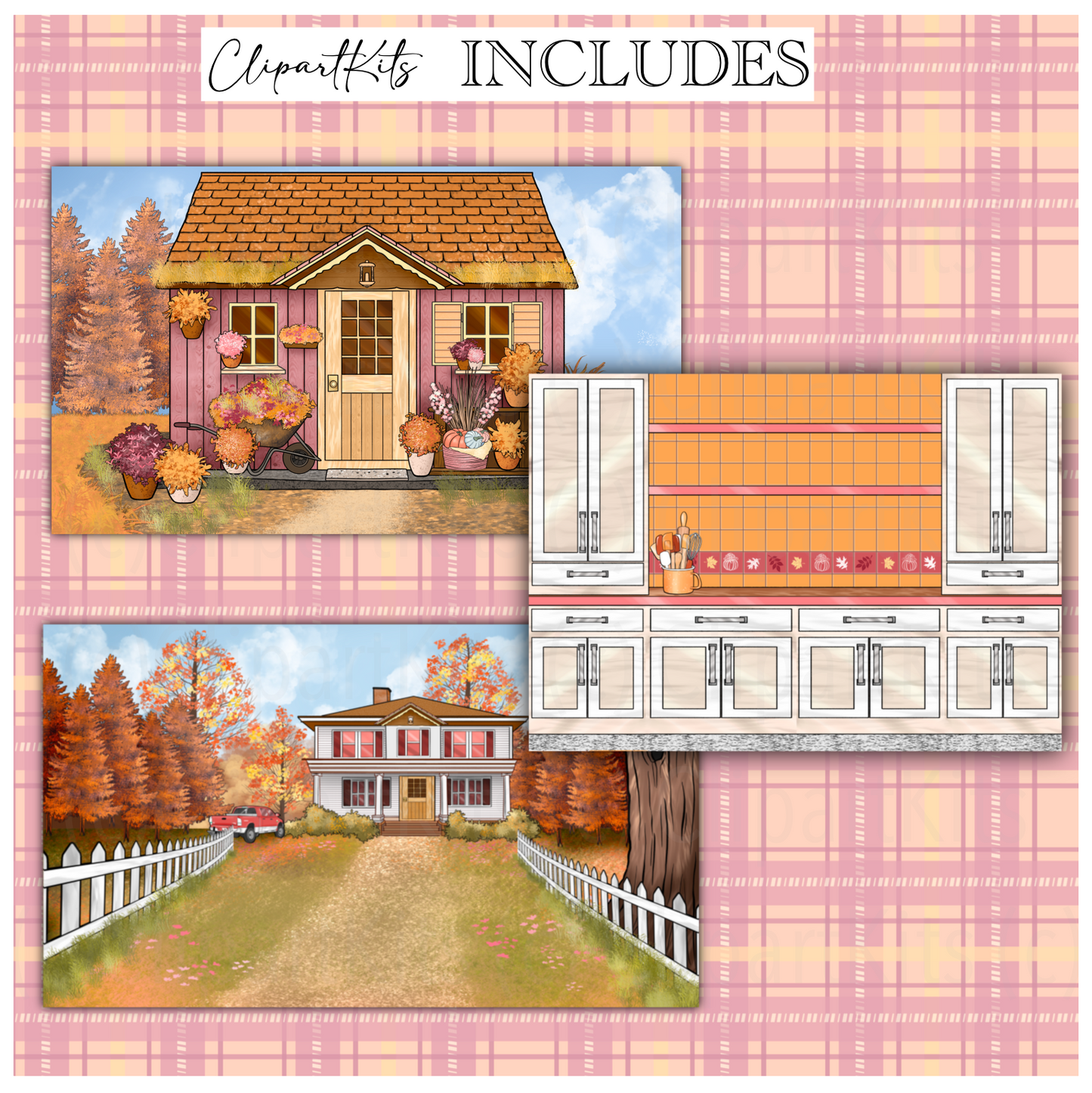 Fall Farmhouse | Complete Clipart Set