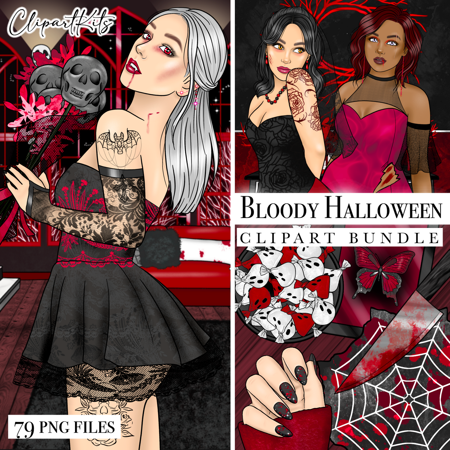 Bloody Halloween | Complete Clipart Set