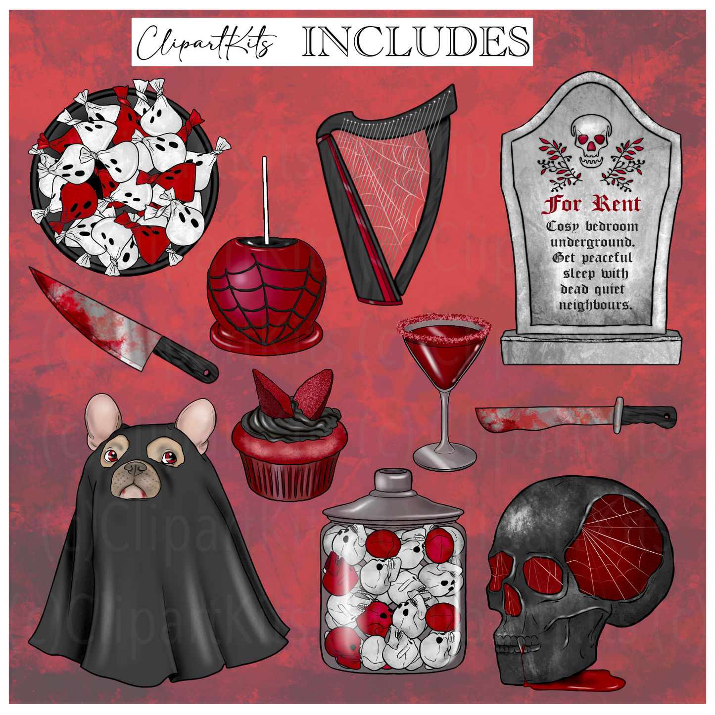 Bloody Halloween | Complete Clipart Set