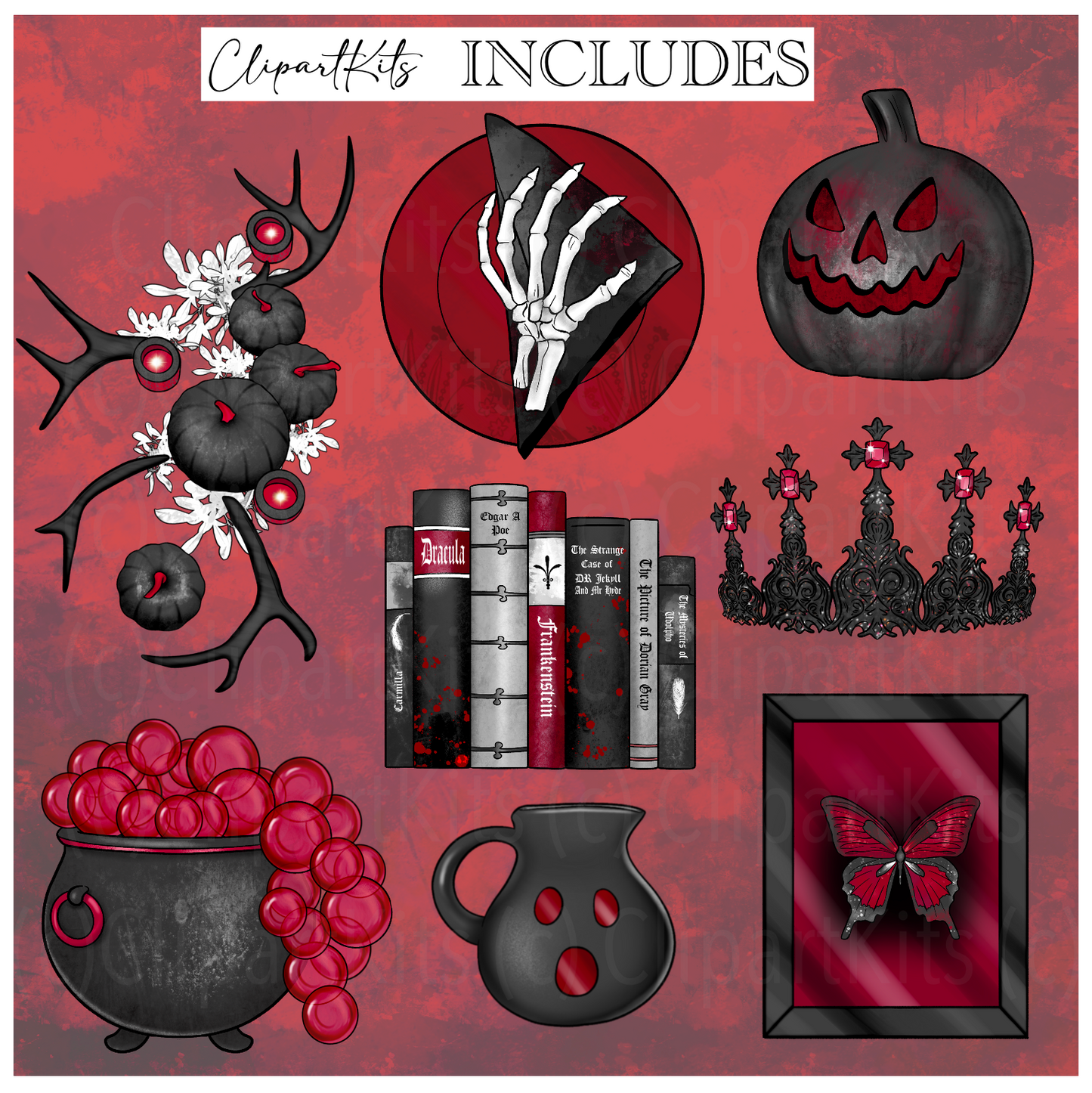 Bloody Halloween | Complete Clipart Set