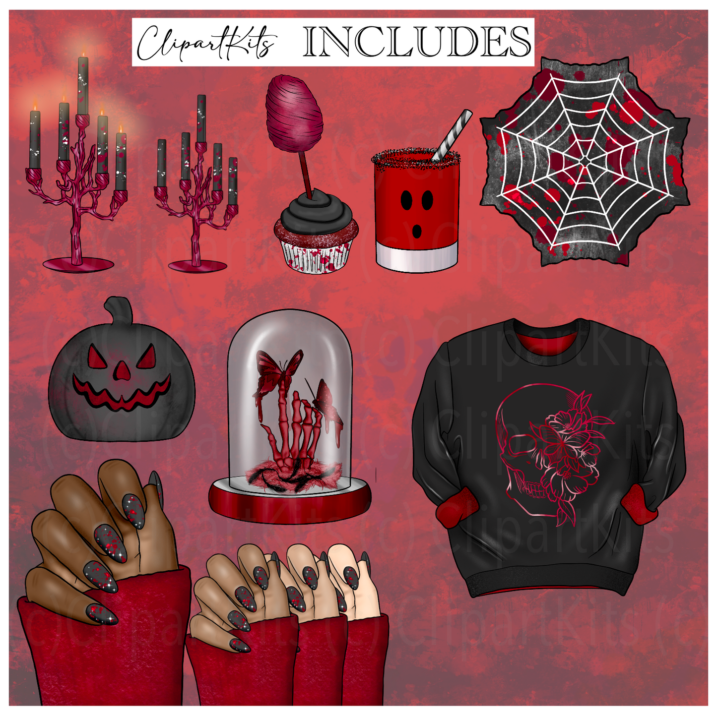 Bloody Halloween | Complete Clipart Set