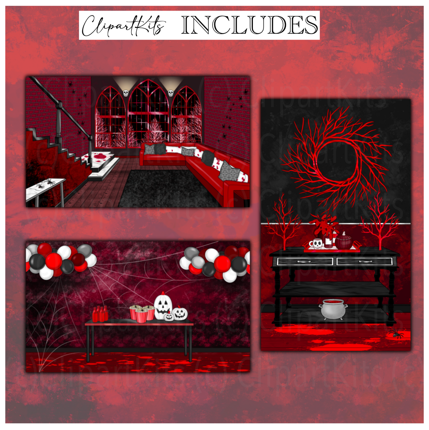 Bloody Halloween | Complete Clipart Set