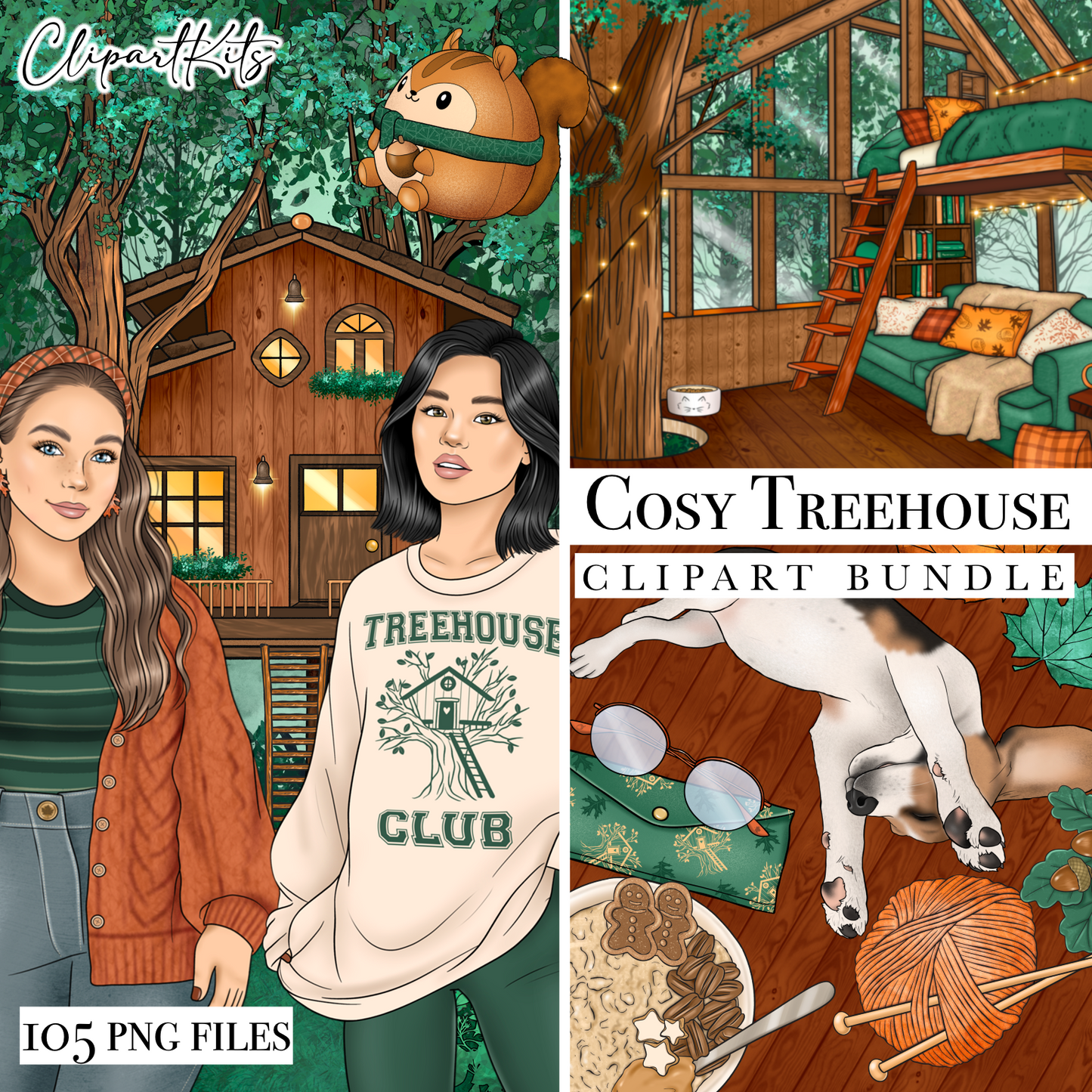 Cosy Treehouse | Complete Clipart Set