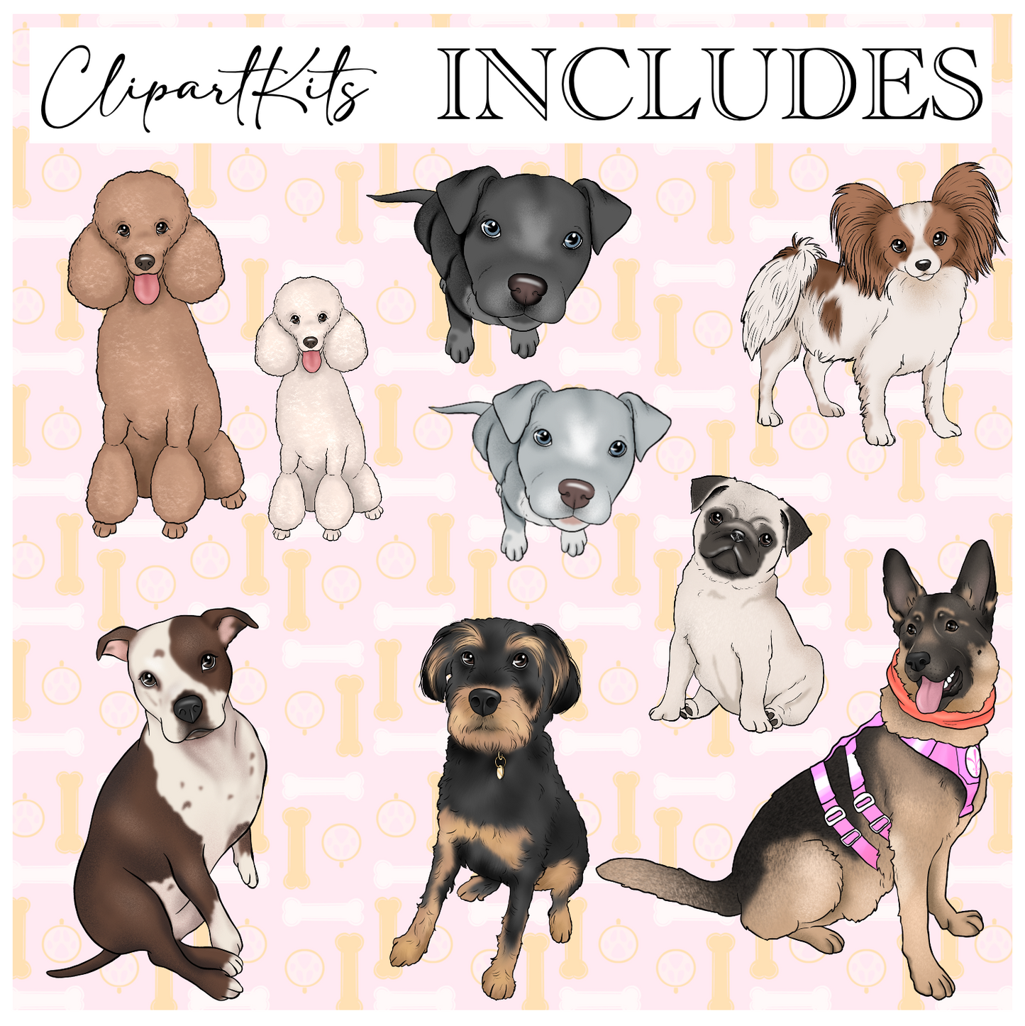 Dog Mom - PINK Colorway | Complete Clipart Set